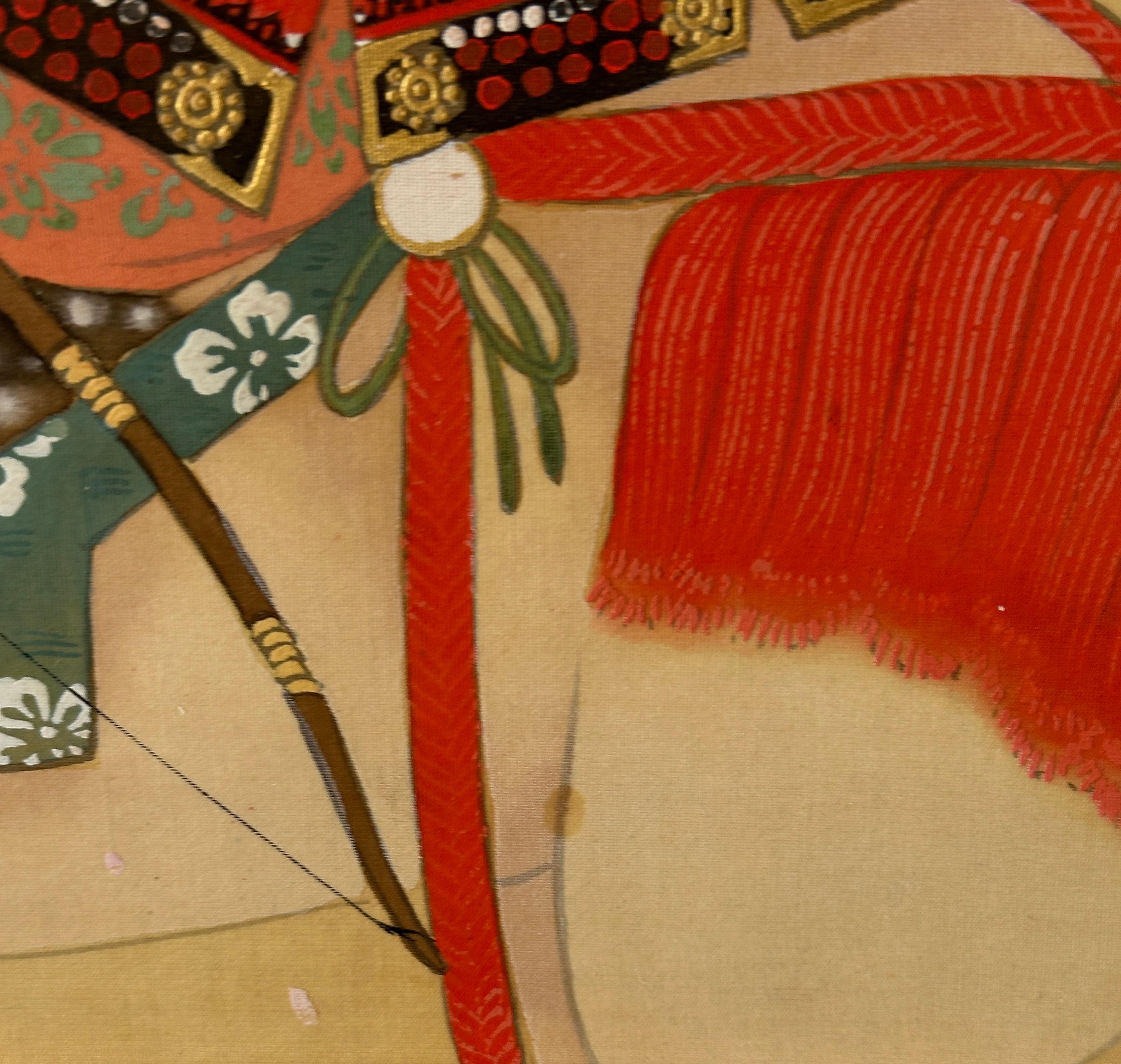 Japanese Hanging Scroll – Samurai under Blossoming Tree For Sale 14