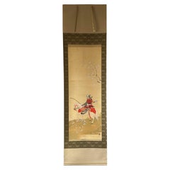 Japanese Hanging Scroll – Samurai under Blossoming Tree