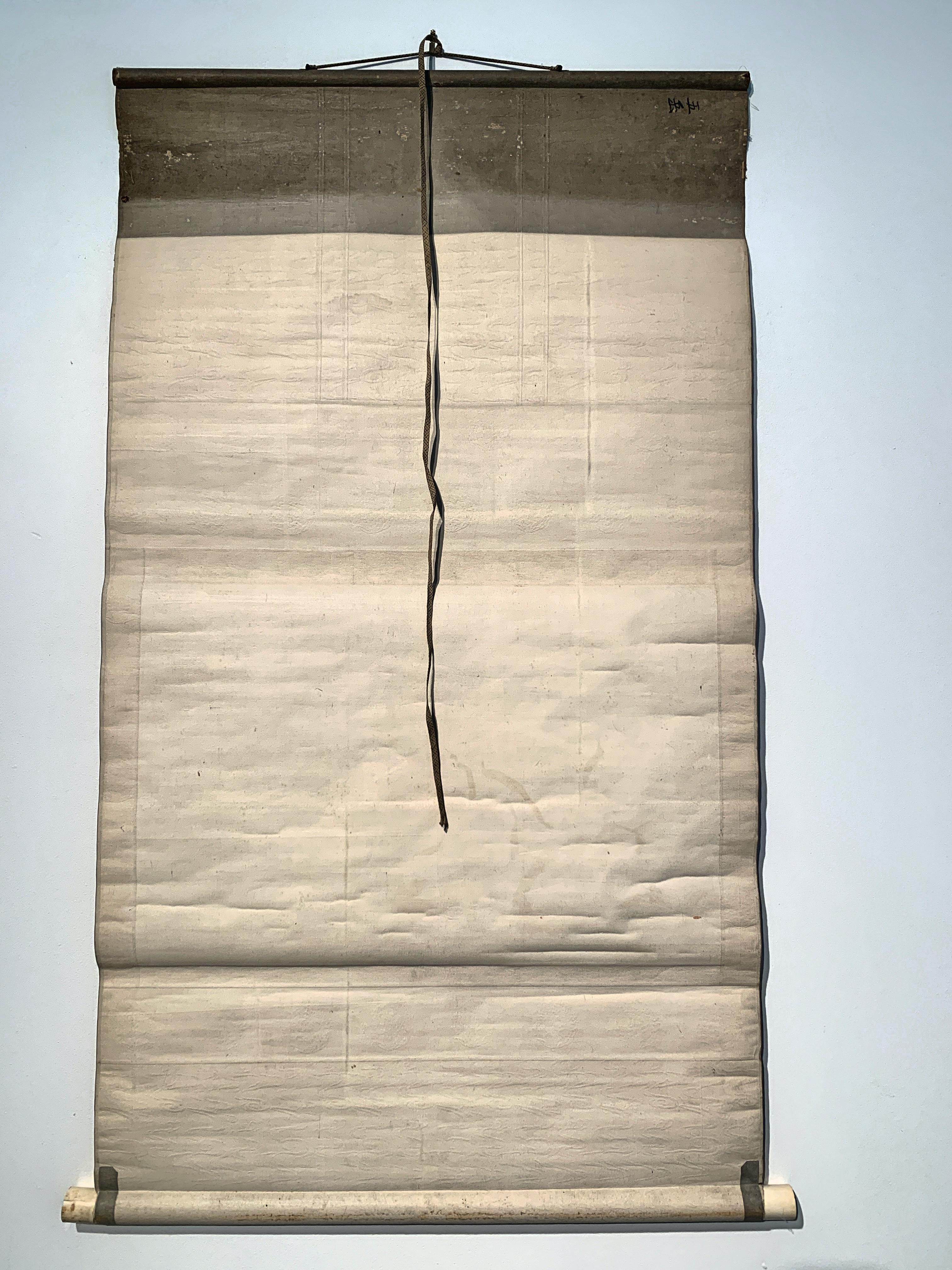 Edo Japanese Hanging Scroll, Taoist Scholar and Student, by Gogaku, 18th Century