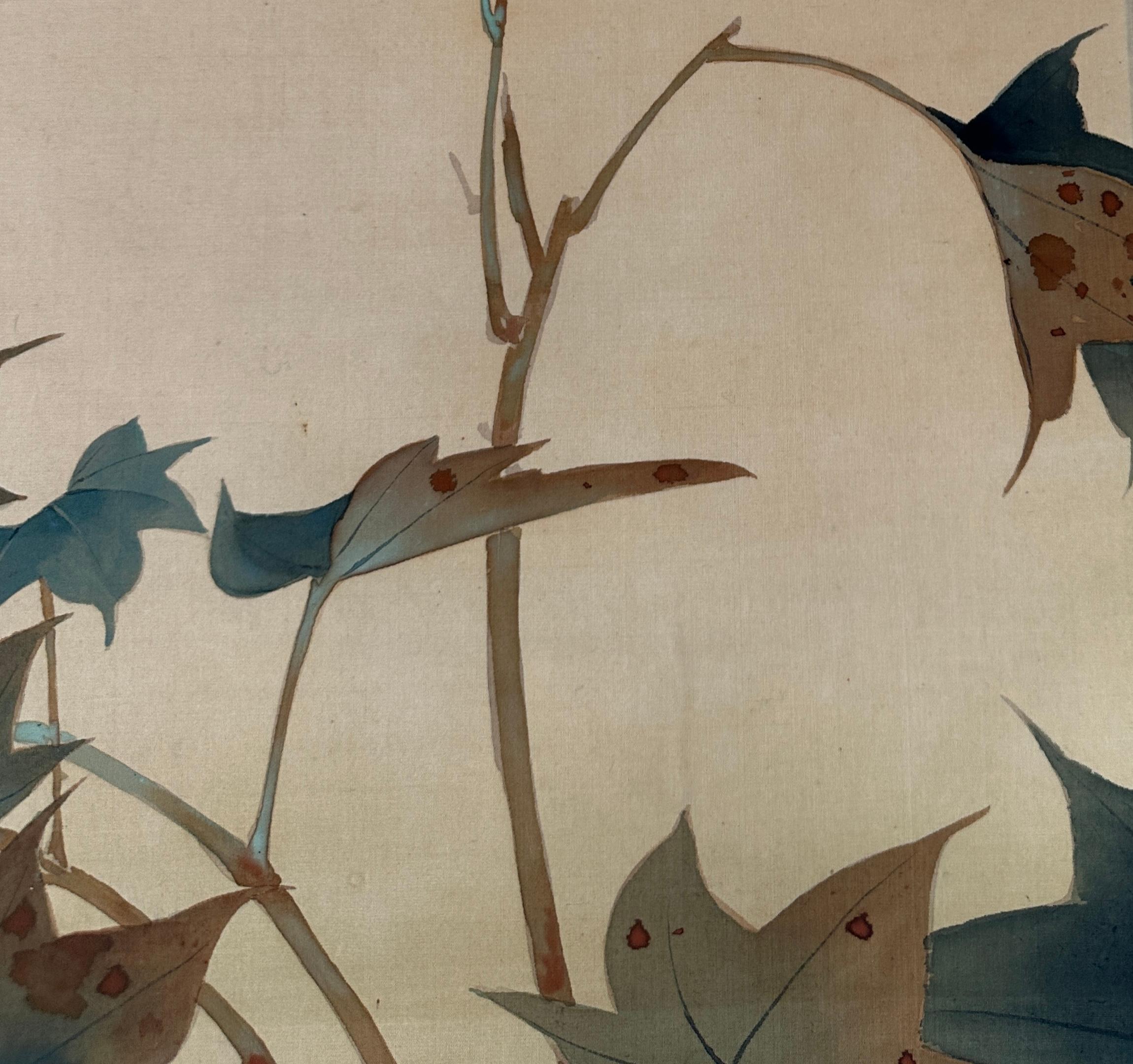 Pergamino japonés con flores de peonía - Siglo XX en Bueno estado para la venta en Fukuoka, JP