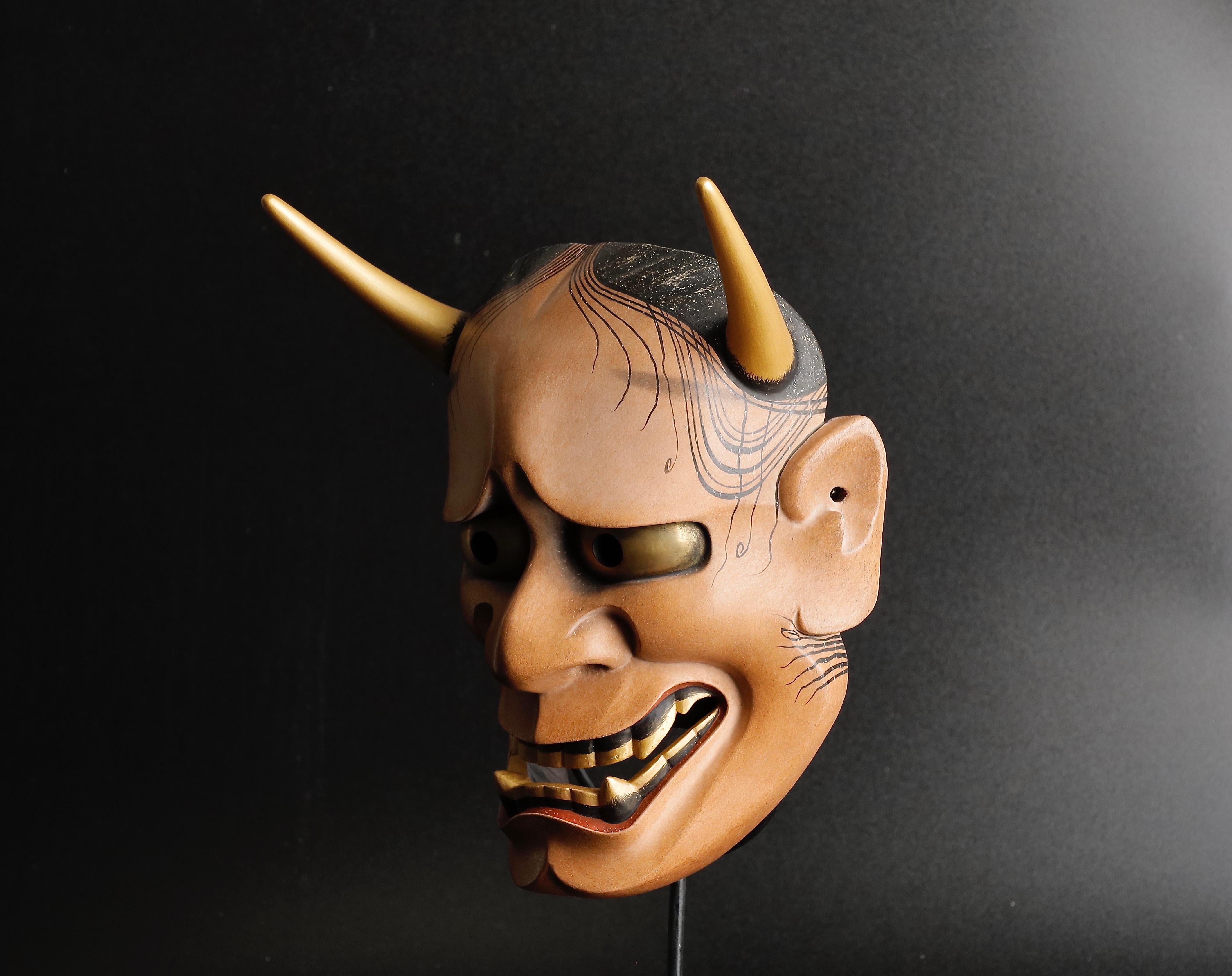 Showa Japanese Hannya Mask of a Jealous Female Serpent-Demon Made by Tsuchida Etsuko