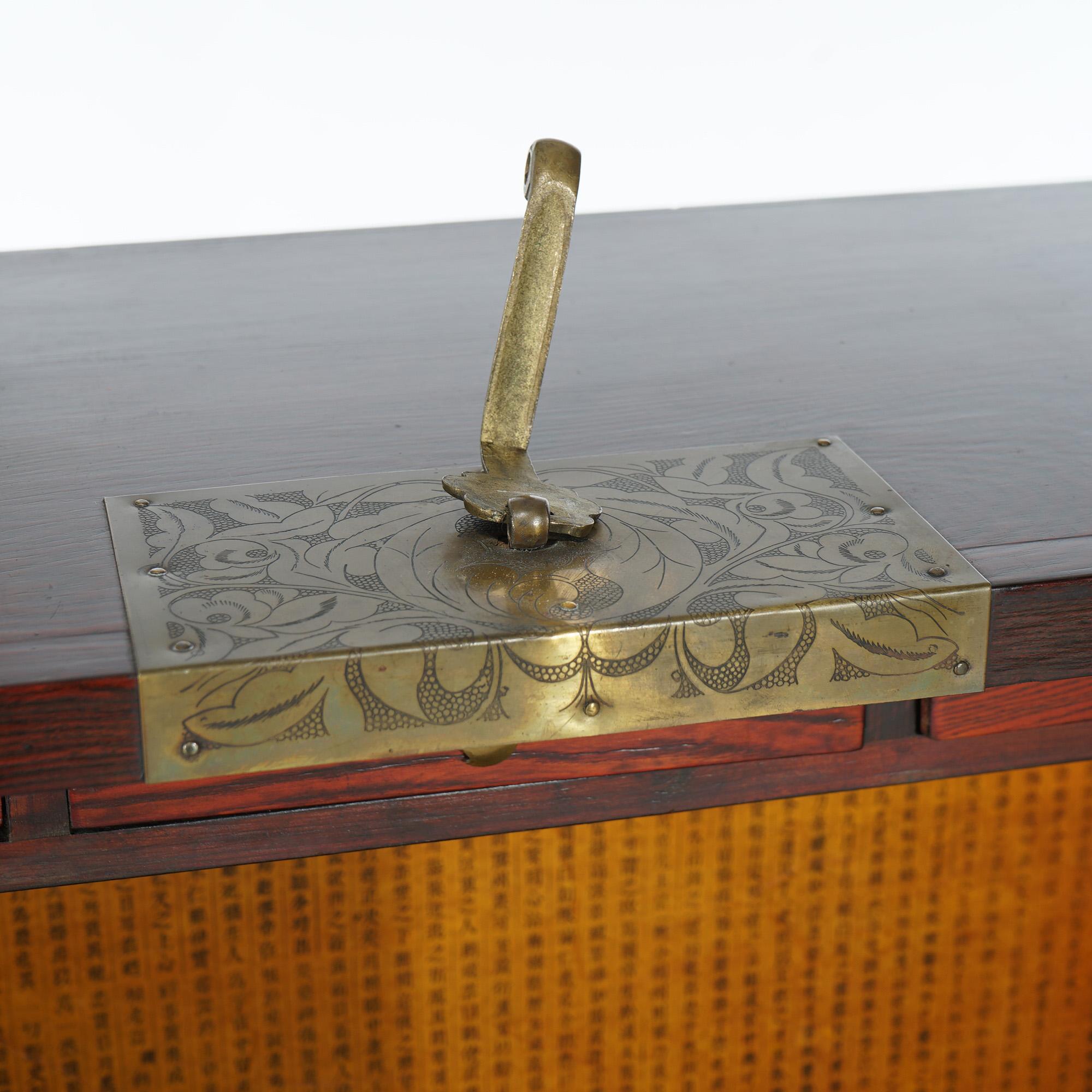 Japanese Hardwood & Brass Tonsu Bar Cabinet 20th C For Sale 8