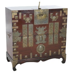 Japanese Hardwood & Brass Tonsu Bar Cabinet 20th C