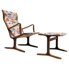 Japanischer Stuhl und Ottomane „Heron“ von Mitsumasa Sugasawa für Tendo Mokko, ca. 1970er Jahre