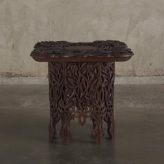 Japanese Highly Carved Wood Iris Table, Early 20Th Century