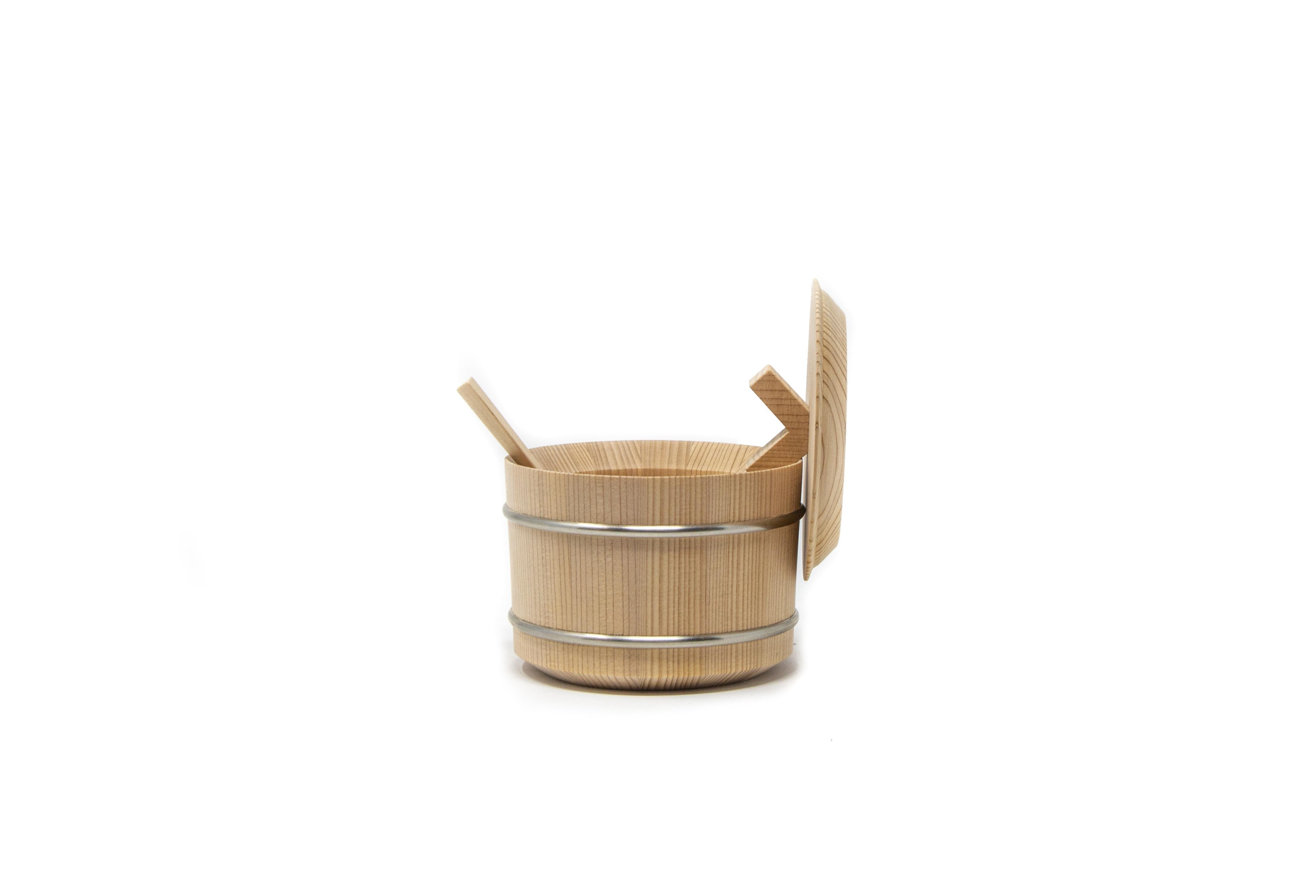 Modern Japanese Hinoki Cypress Wood Sugar Bowl 'Sweet Shōri'