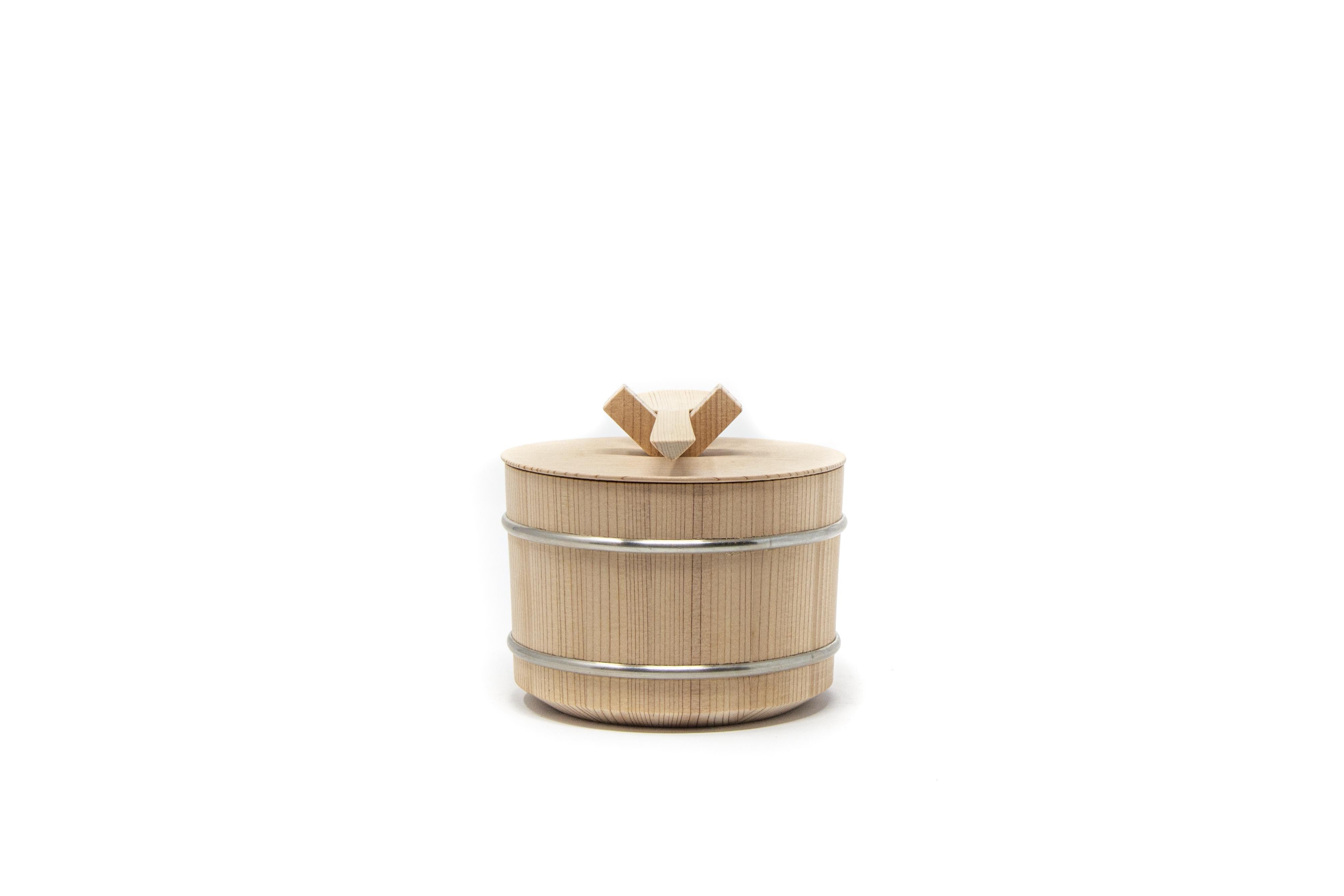 Japanese Hinoki Cypress Wood Sugar Bowl 'Sweet Shōri' In New Condition In Milan, IT