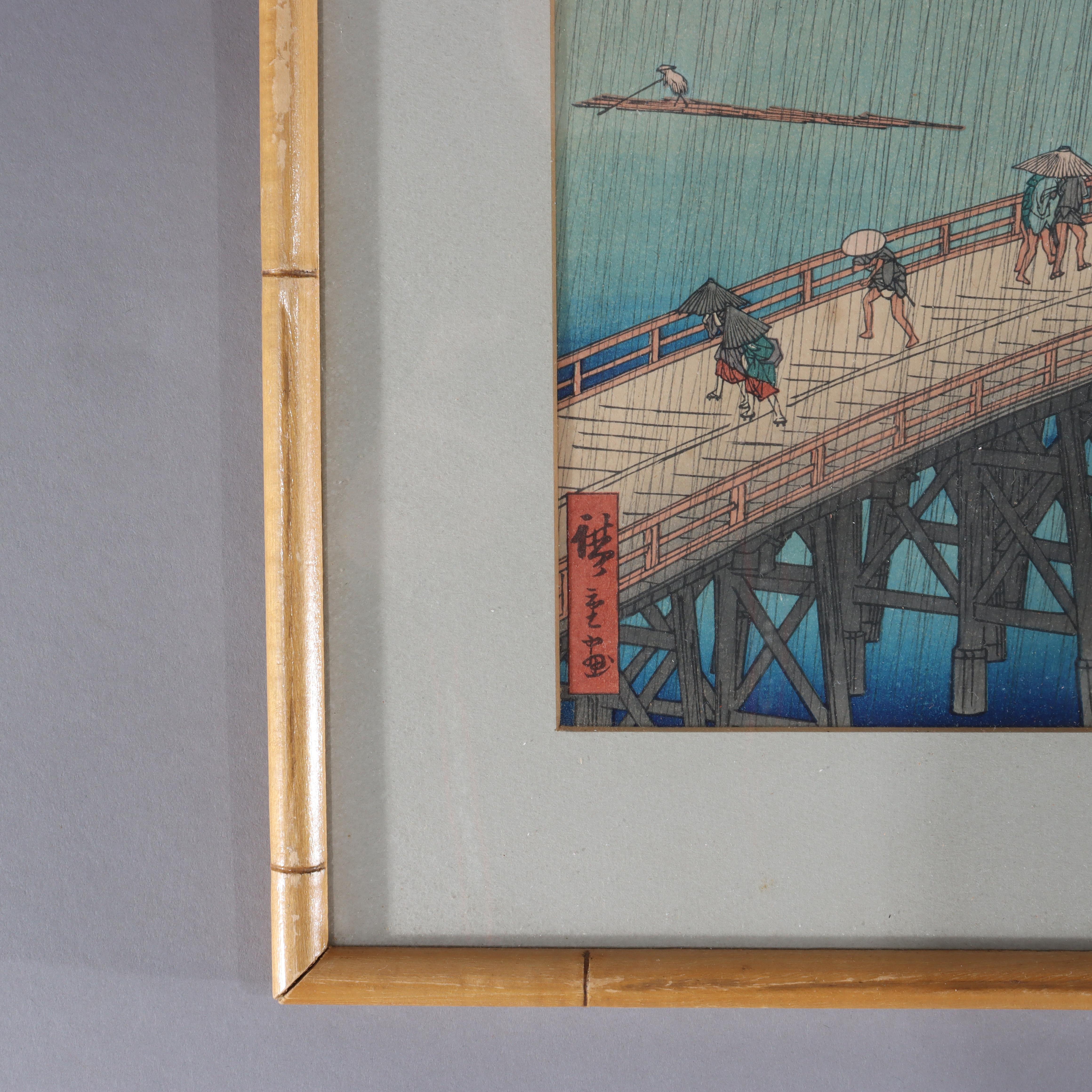 XIXe siècle Gravure sur bois japonaise de Hiroshige 