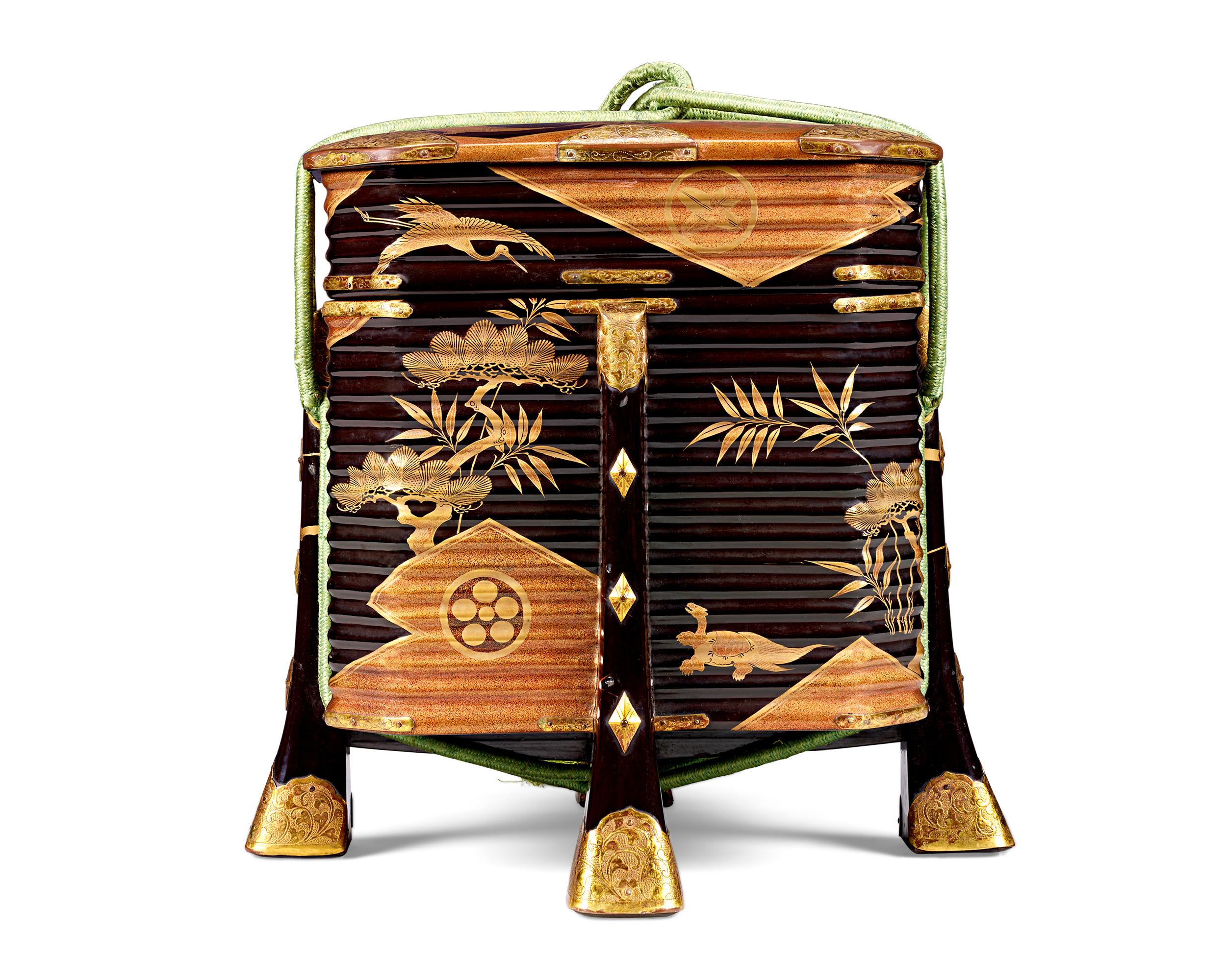 Asian Japanese Hokkai Lacquered Picnic Baskets