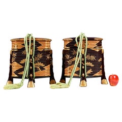 Antique Japanese Hokkai Lacquered Picnic Baskets