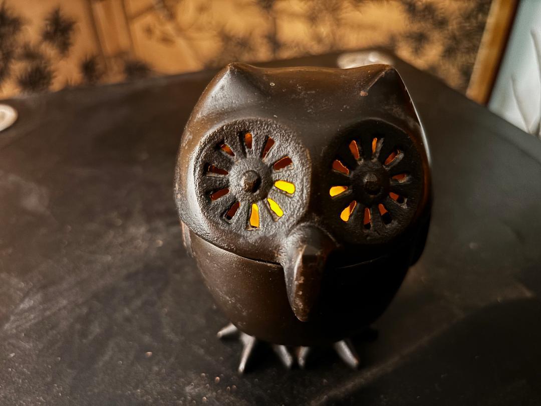 Bronze Lanterne et encensoir japonais à nez crochu en forme de hibou