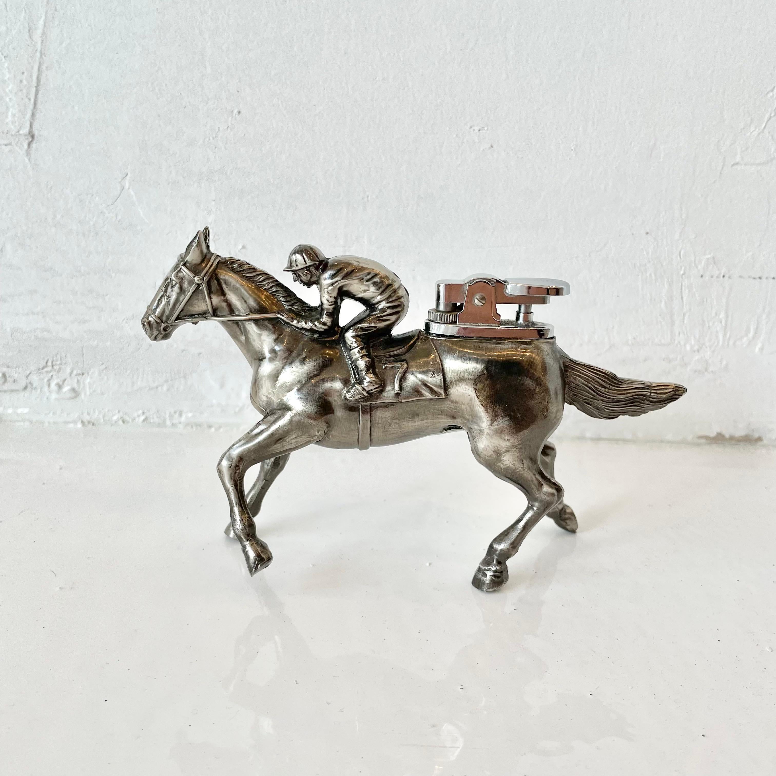 Late 20th Century Japanese Horse and Jockey Lighter