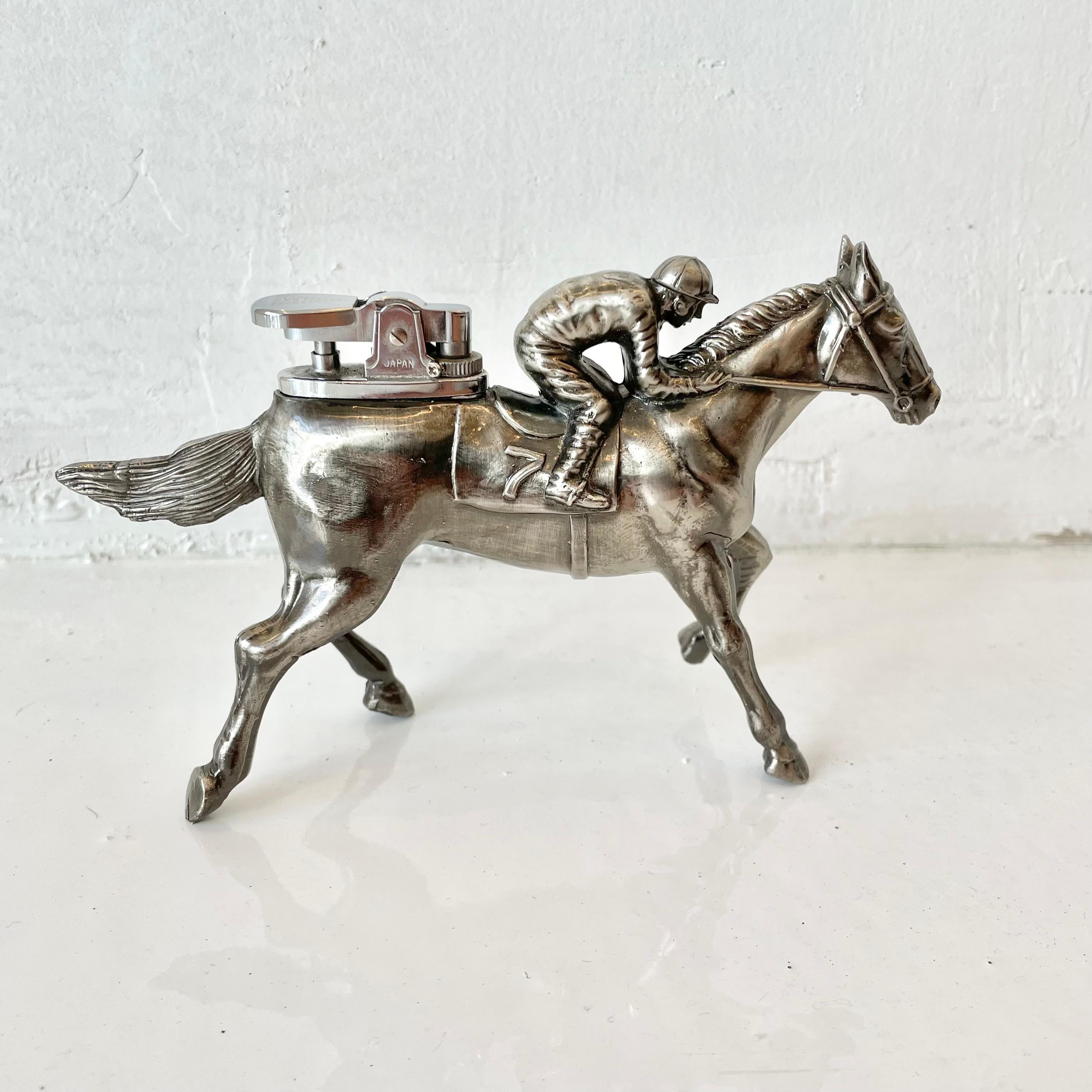 Metal Japanese Horse and Jockey Lighter