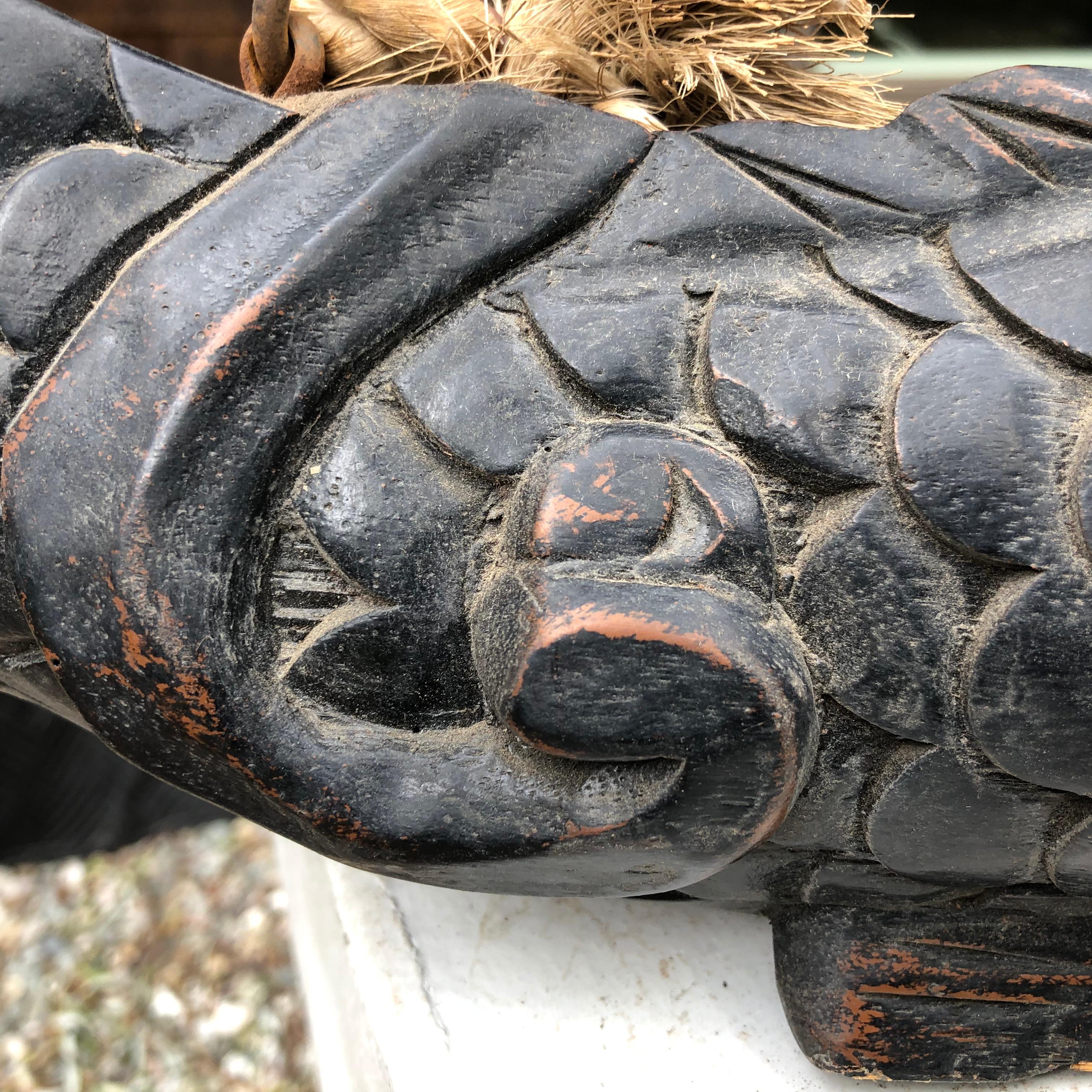 Japanese Huge, Antique Hand Carved Wood Koi Good Fortune Fish, 19th Century 6