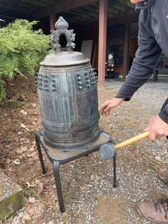 Japanese Huge Antique Bronze Bell Signed and Dated 1794, 18th Century
