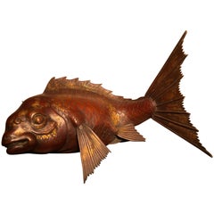 Japanese Huge Antique  Bronze Koi Trophy Fish -Gold Gilt, Good Fortune