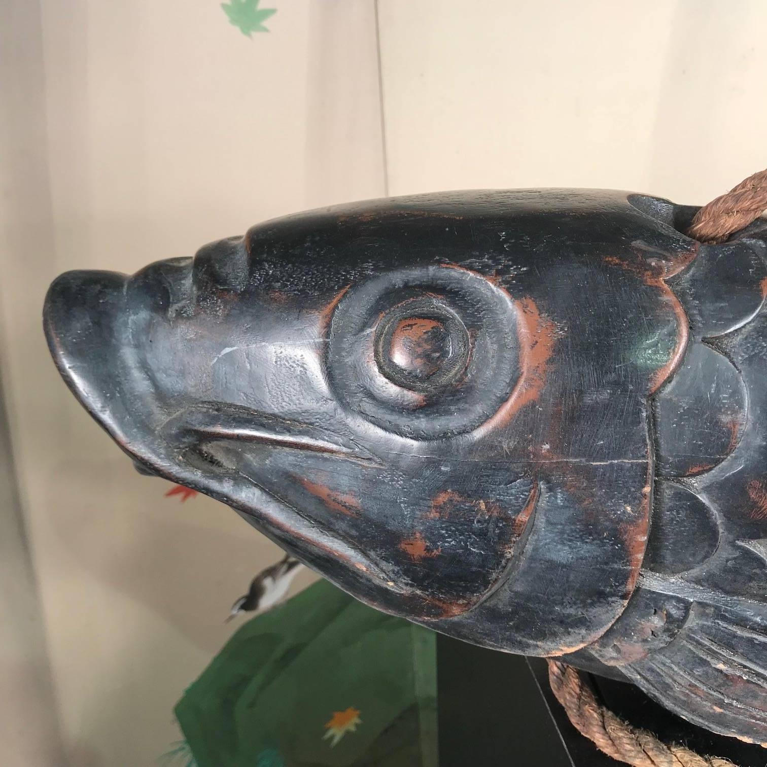 koi fish wood carving