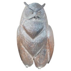 Vintage Japanese Huge Old Hand Carved Wood Owl, Ainu People