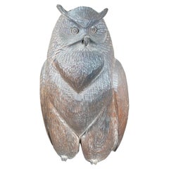 Grand hibou en bois sculpté à la main japonais, peuple Ainu