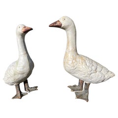 Japanese Huge Pair Hand Painted Garden Ducks