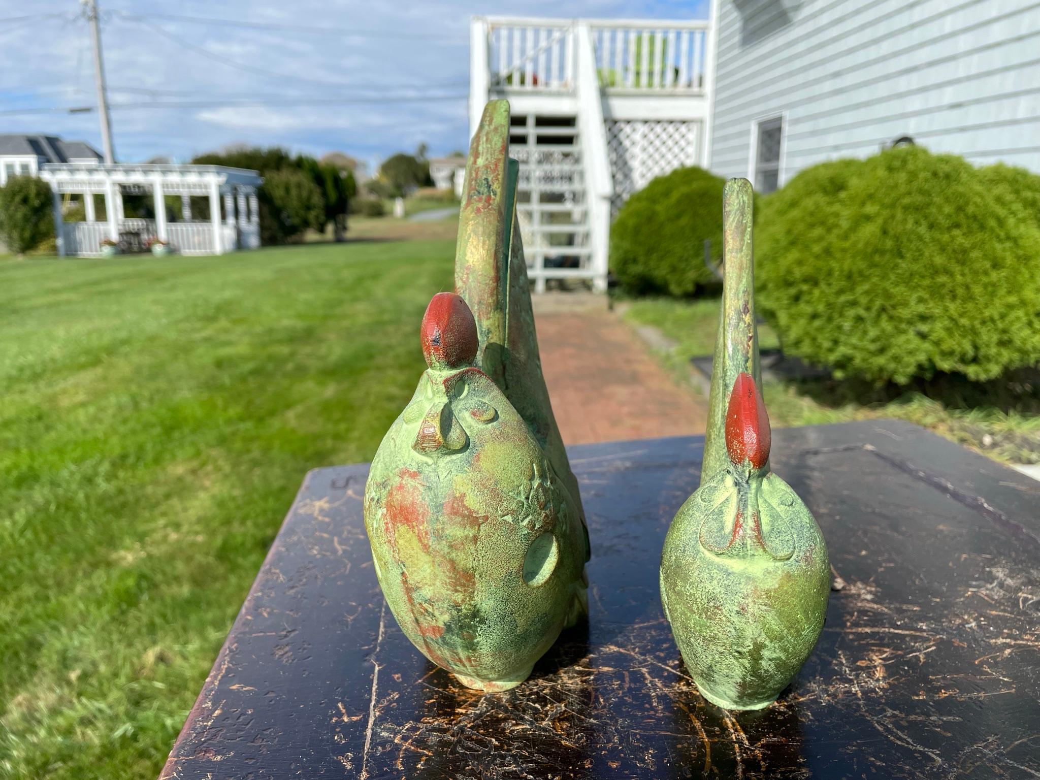 Japanese Huge Pair Proud Rooster Master Works Artist Studio Sotaro In Good Condition In South Burlington, VT
