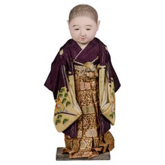 Japanese Ichimatsu Doll of a Little Boy Dressed in a City Kimono, circa 1950