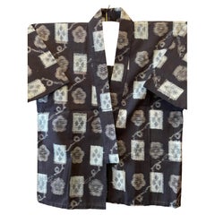 Vintage Japanese Ikat Peasant Kasuri (Haori style) Jacket with Cotton 1970s