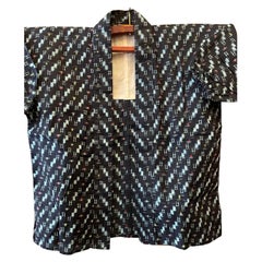 Veste Kasuri paysanne japonaise Ikat avec coton des années 1970