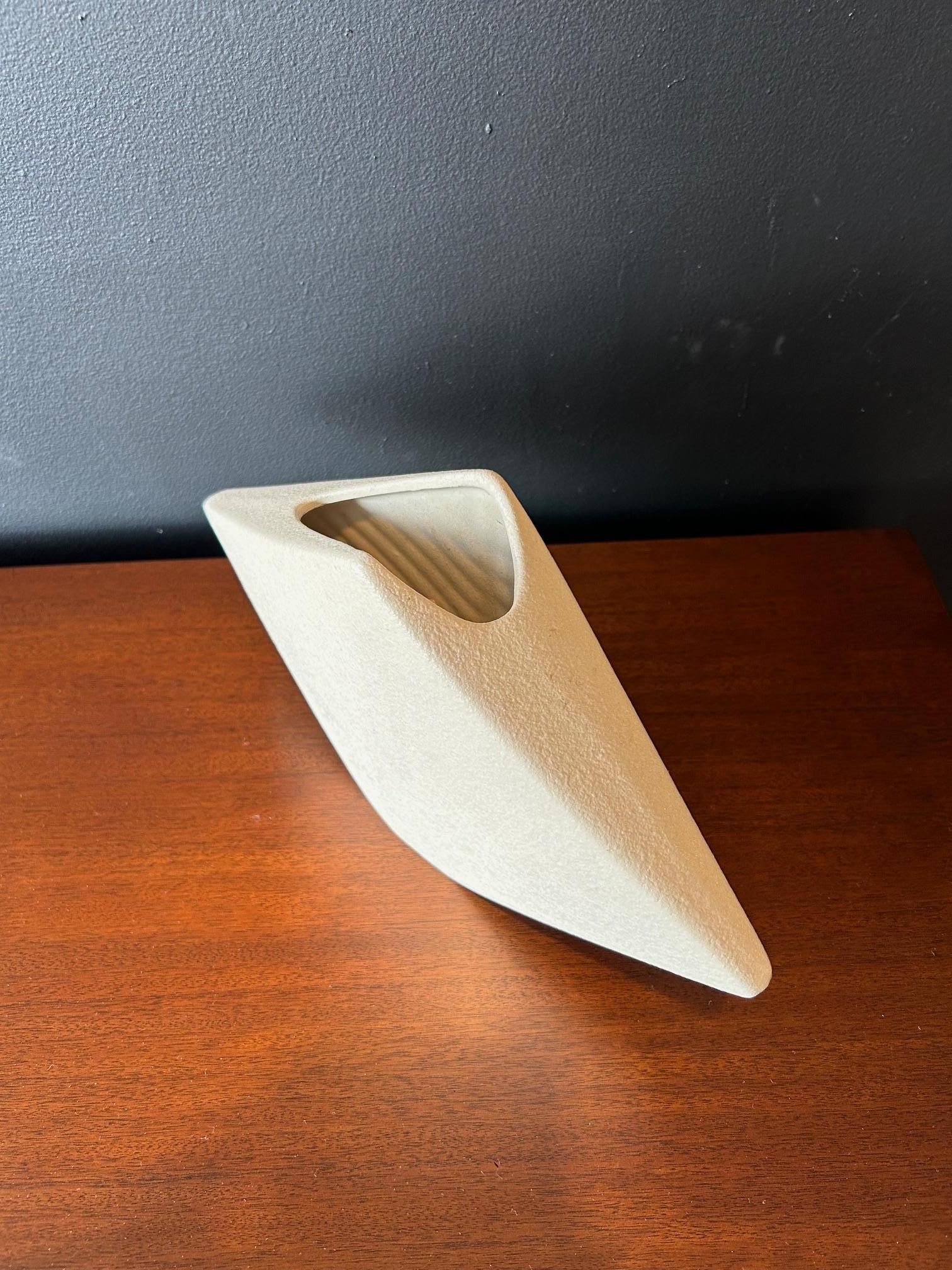 Japanese Ikebana 1960’sStriped Ceramic Vase For Sale 1