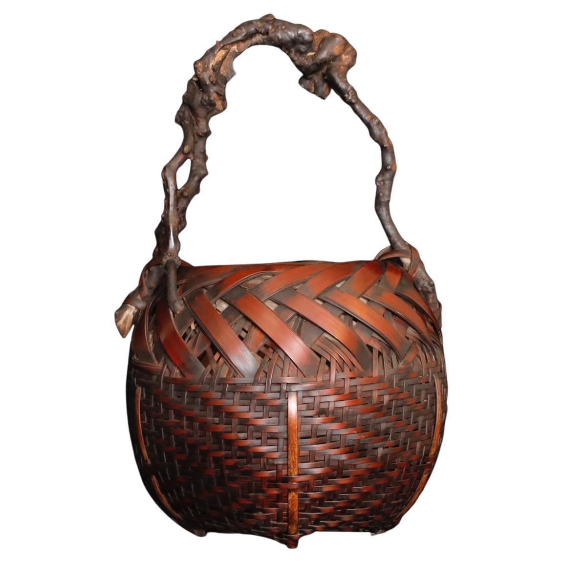 Japanese Ikebana Bamboo Basket, 20th Century