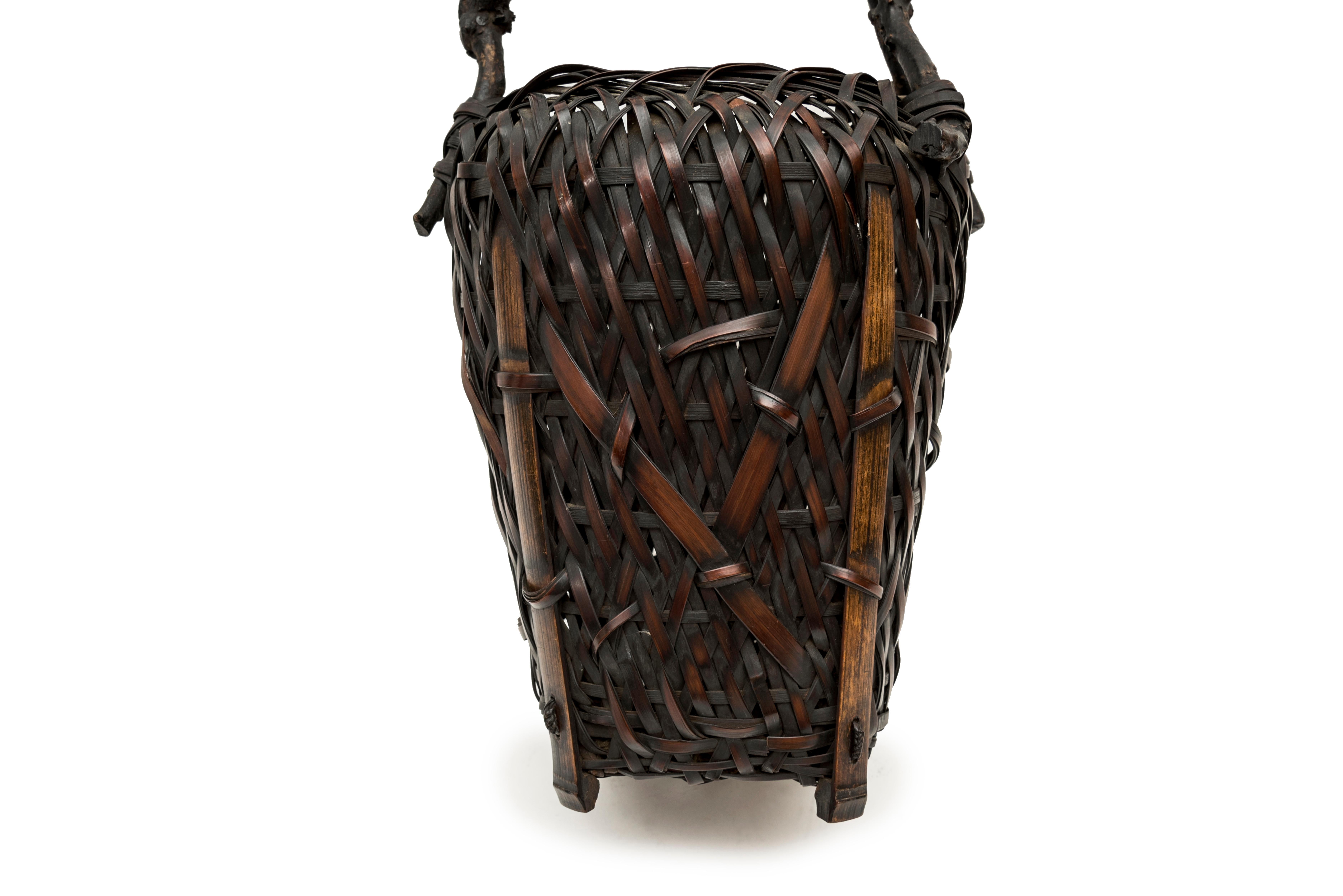 Hand-Crafted Japanese Ikebana Basket, Early 20th Century
