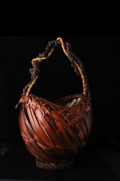 Japanese Ikebana Basket with Natural Branch Handle, 19th Century