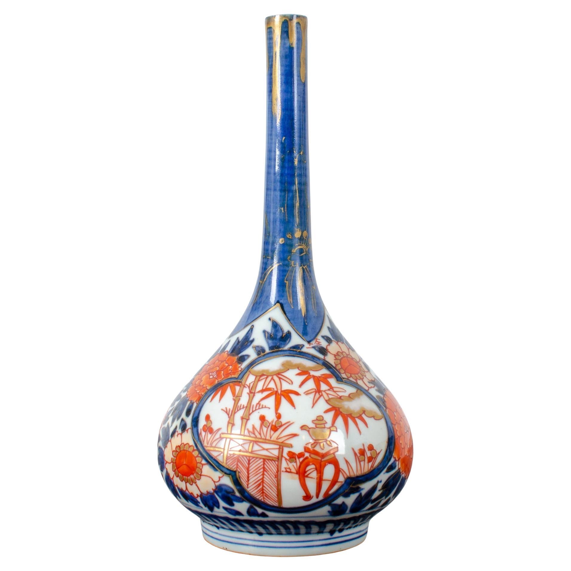 Vase bouteille japonais Imari, 19e siècle