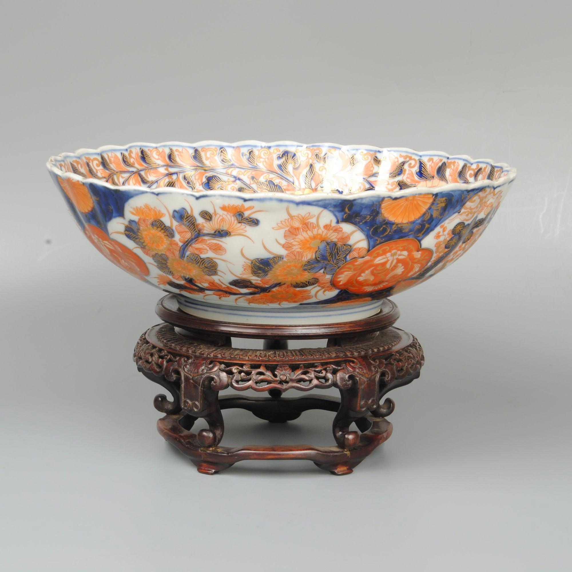 A 19th century Japanese Imari pattern bowl on hardwood stand
Circa 1885