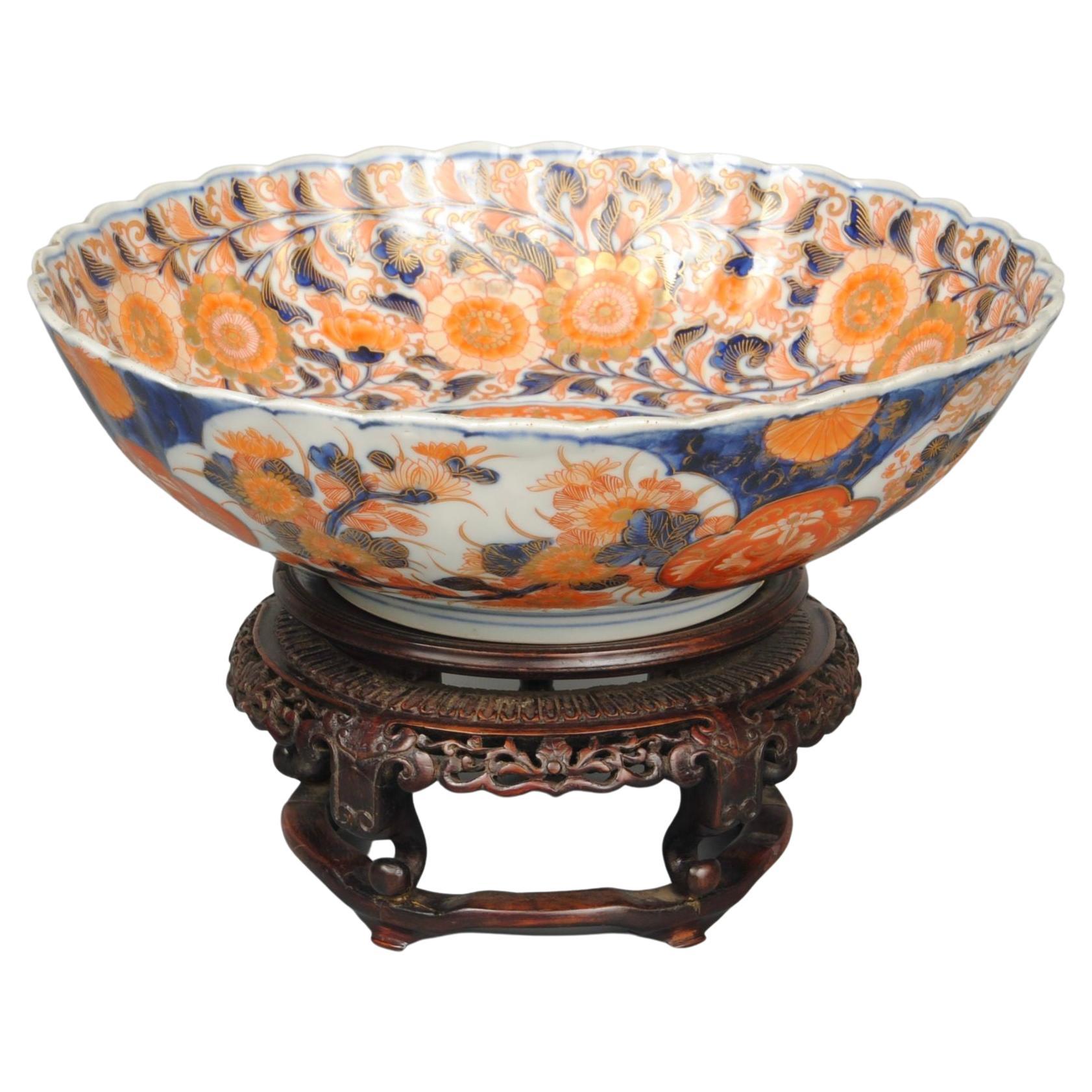 Japanese Imari Bowl And Stand For Sale