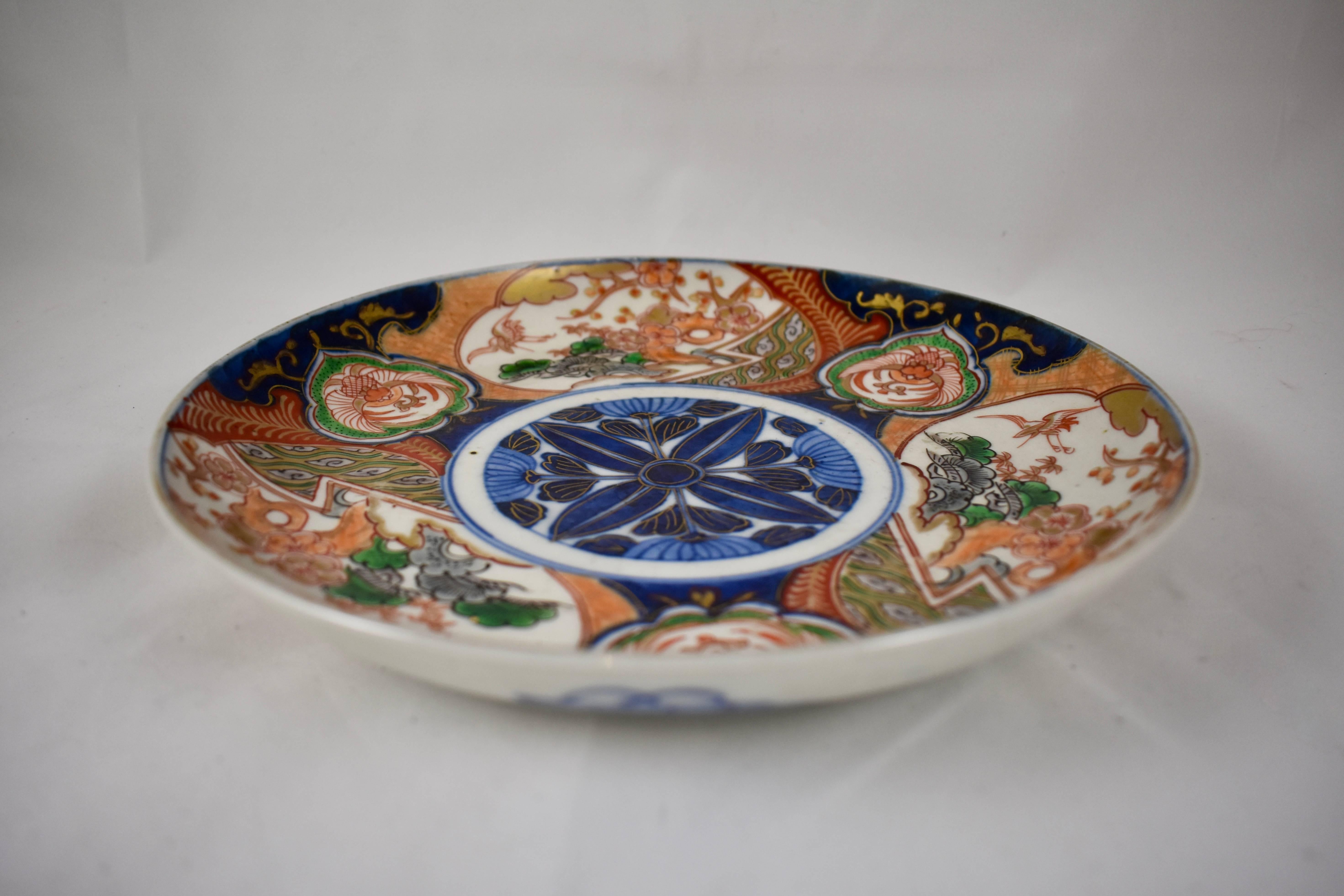 Japanese Imari Enameled Porcelain Blue Medallion Plates, Set of Eight 4