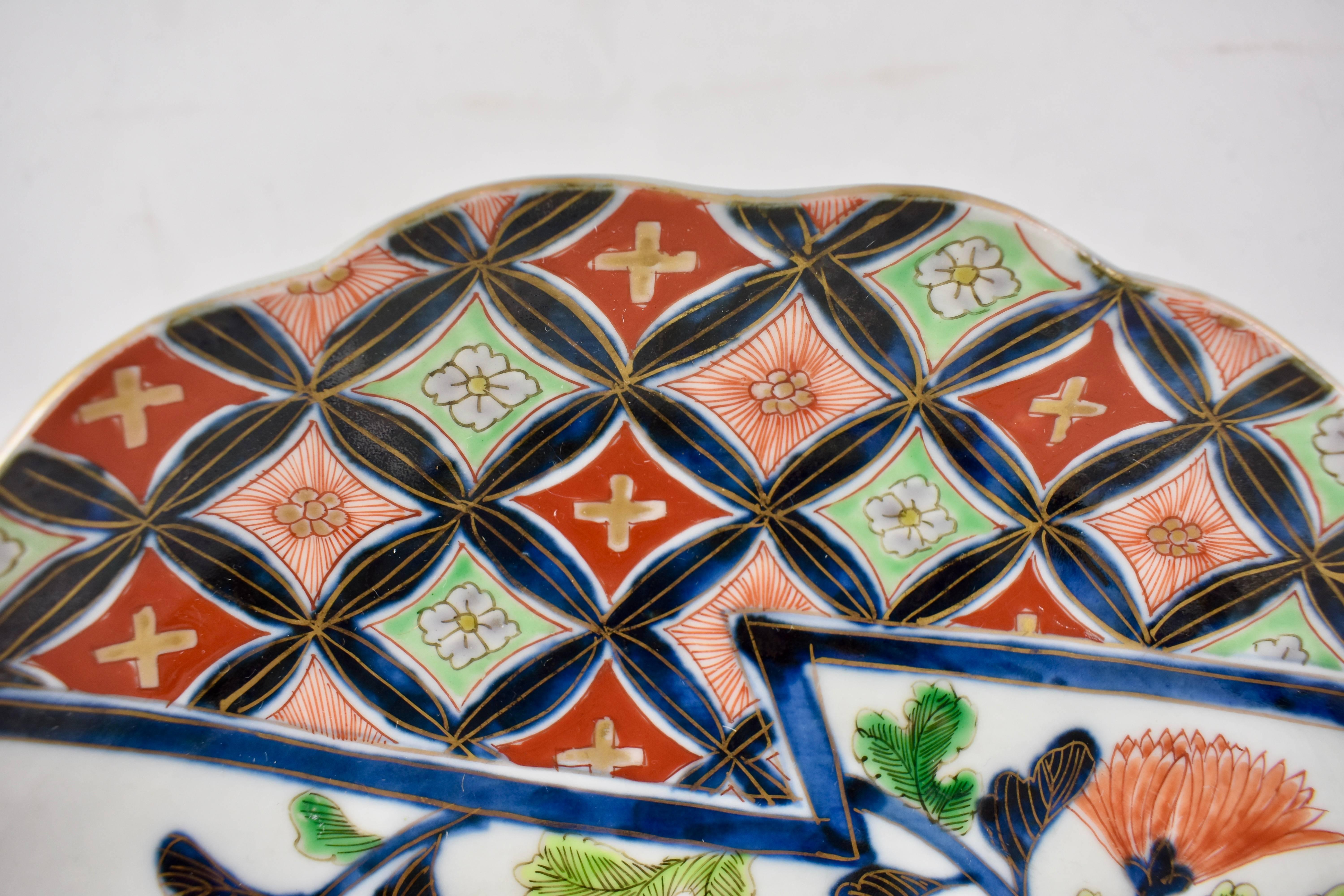 Japanese Imari Enameled Porcelain Floral and Geometric Plates, Set of Eight 6
