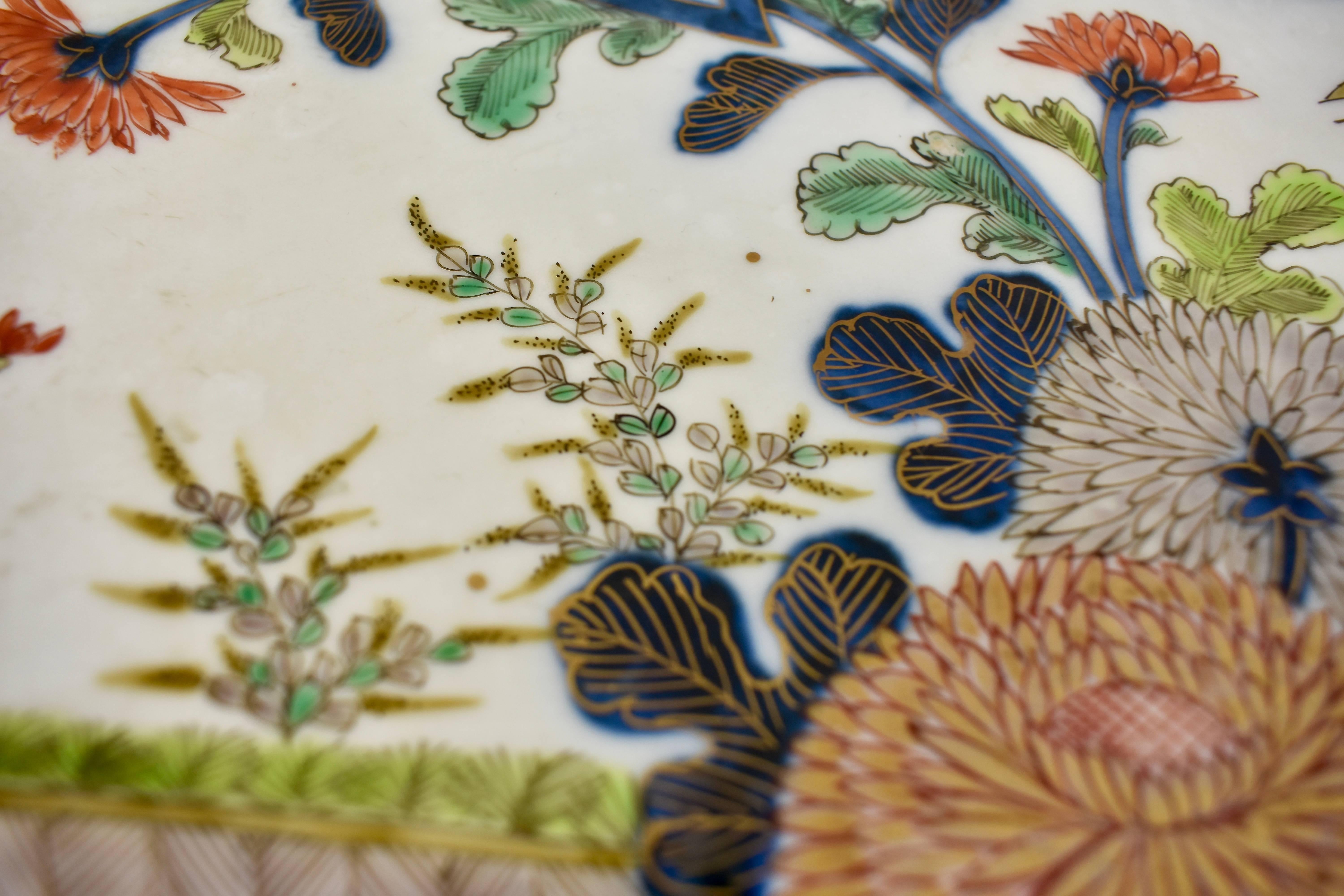 Japanese Imari Enameled Porcelain Floral and Geometric Plates, Set of Eight 8