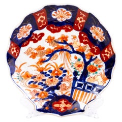 Japanese Imari Fine Hand-Painted Porcelain Shell Dish Plate Meiji 19th Century