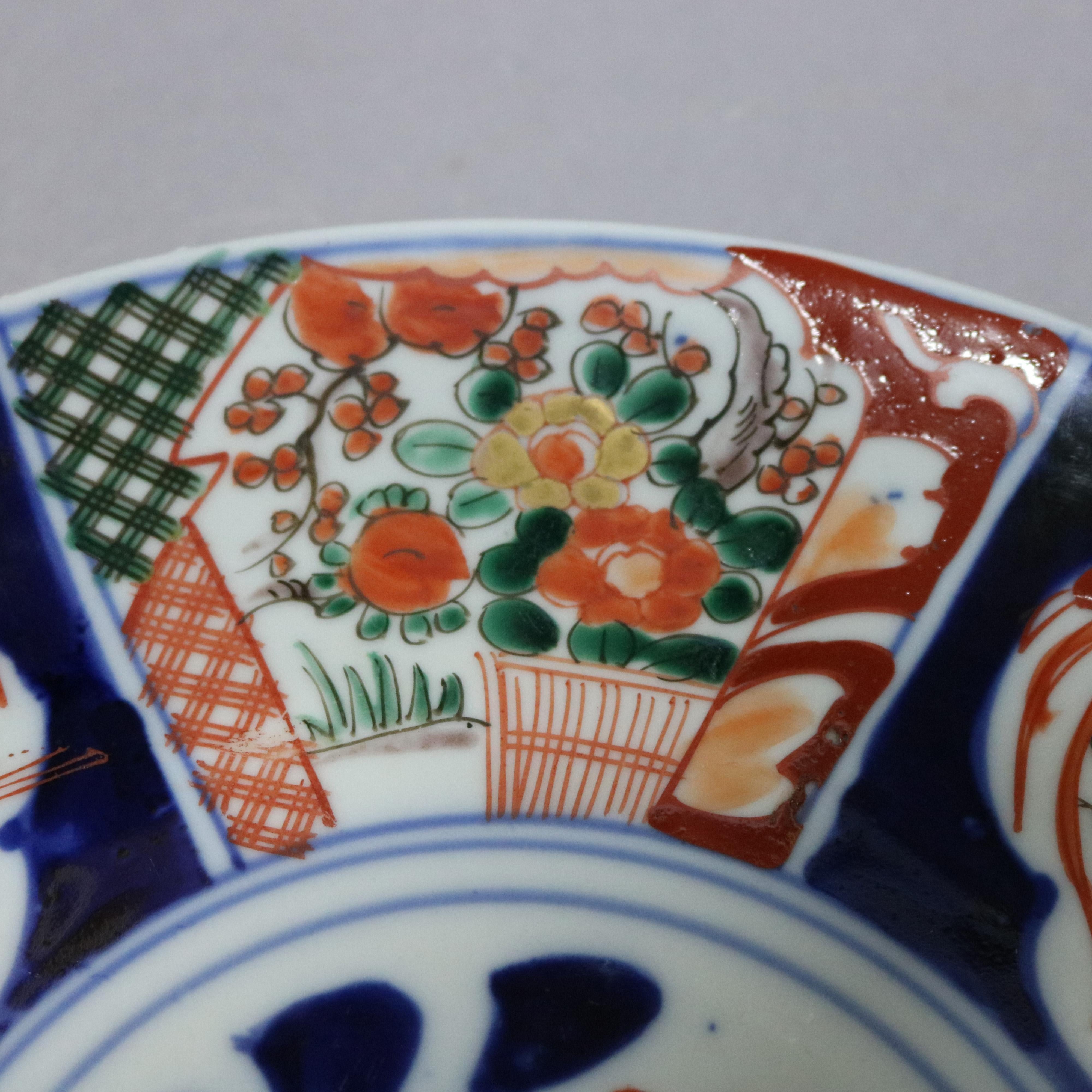 Ceramic Japanese Imari Hand Enameled Floral and Phoenix Porcelain Charger, 20th Century