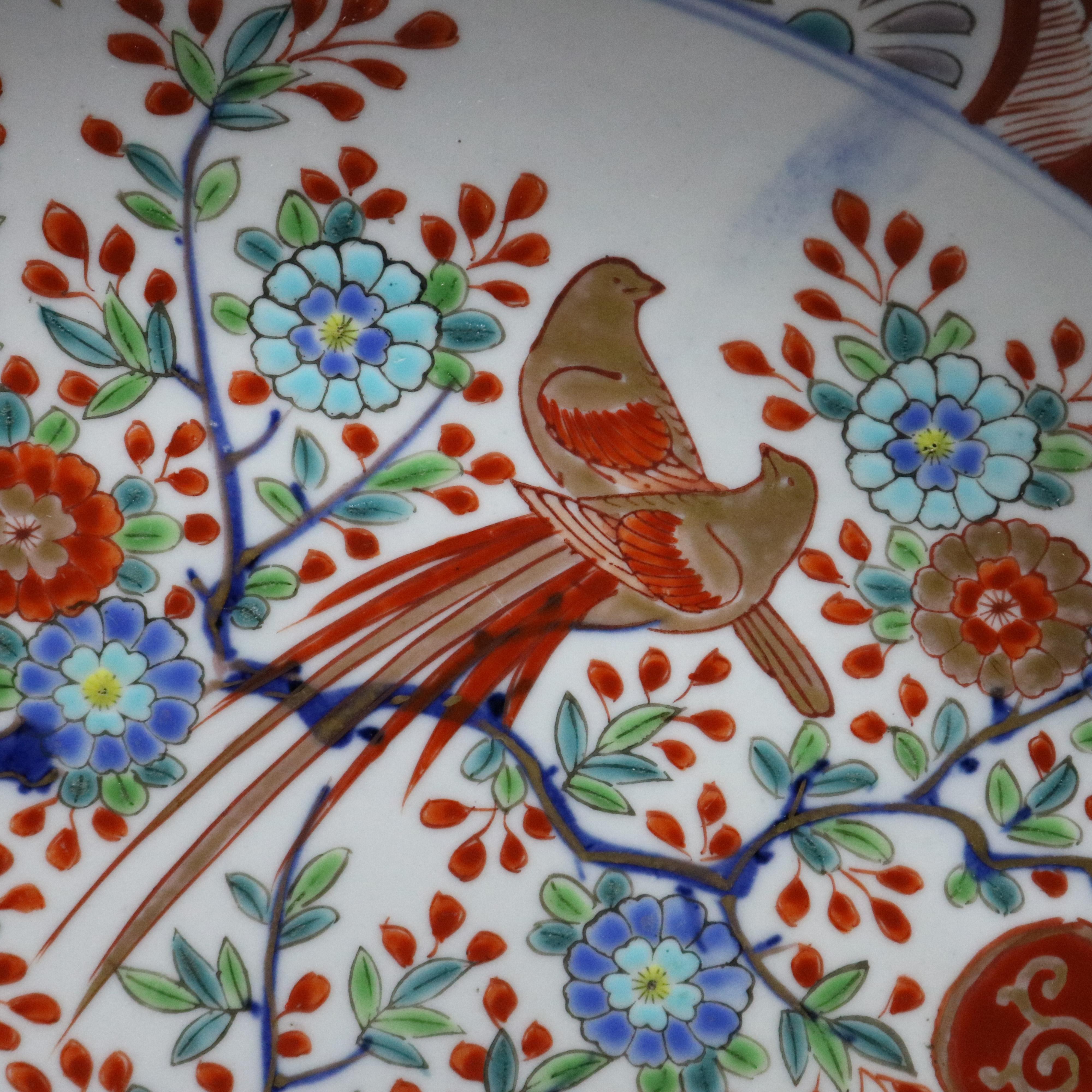 Japanese Imari Hand Enameled Porcelain Pictorial Charger In Good Condition In Big Flats, NY