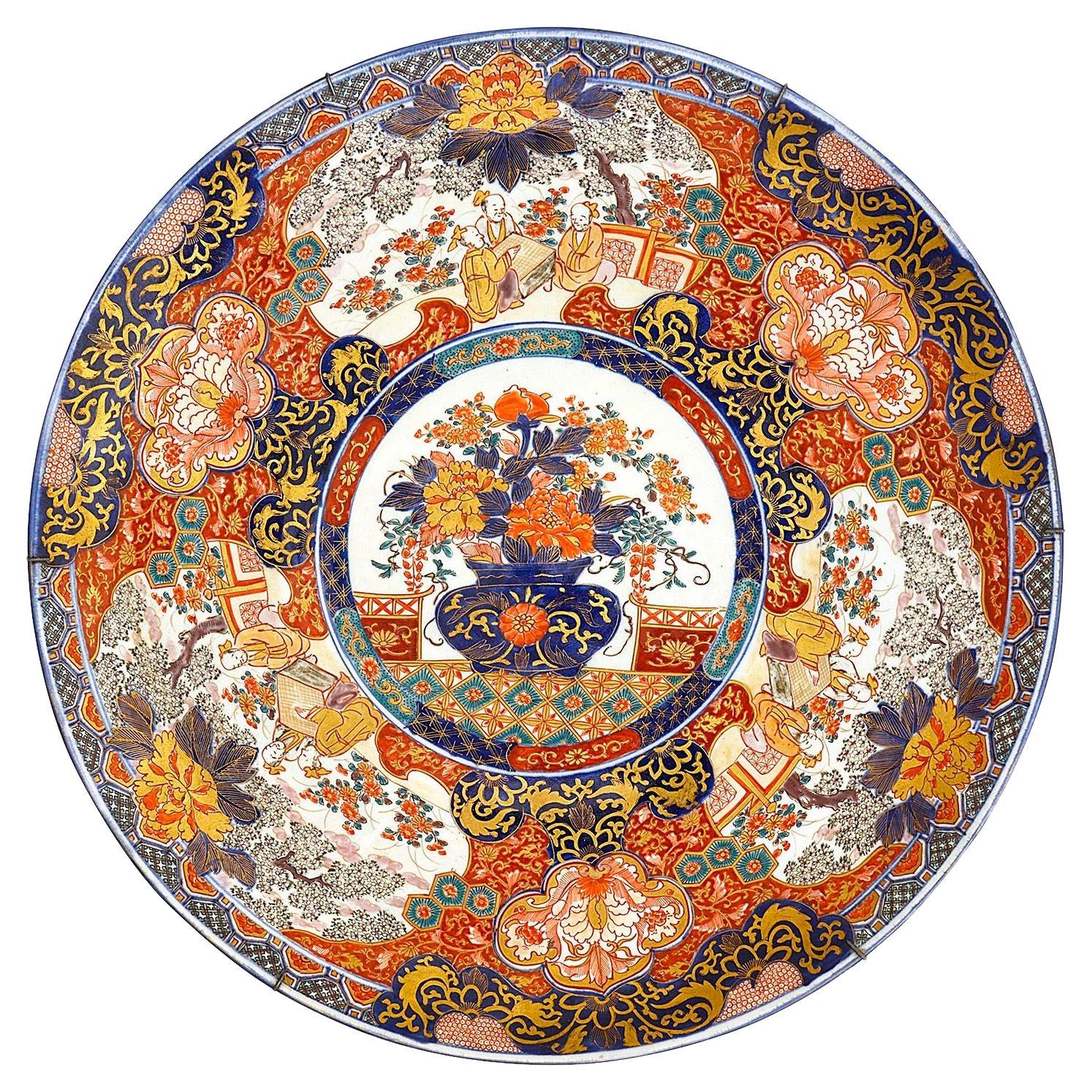 Japanese Imari plate, circa 1890, 55cm dia. For Sale