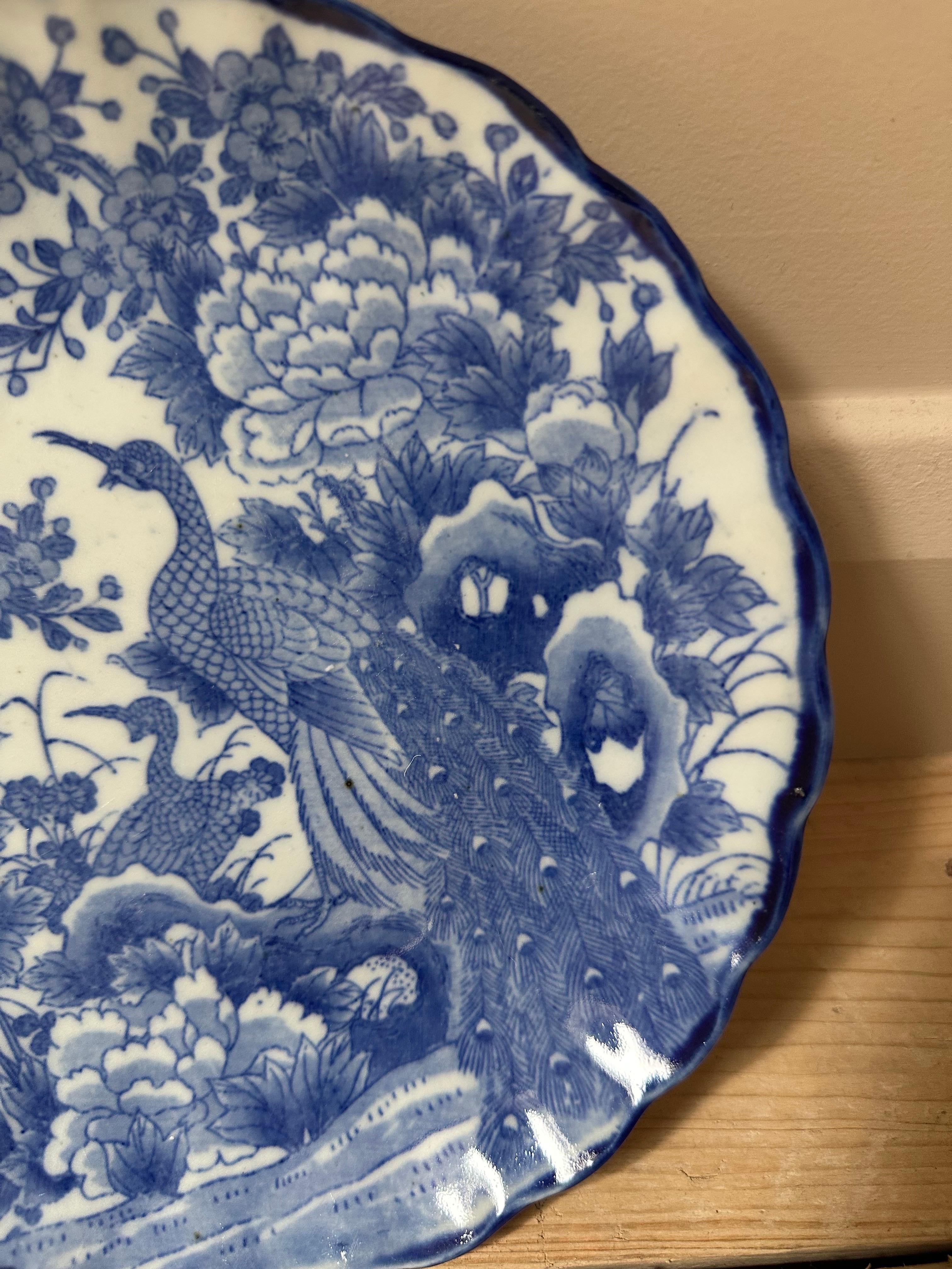 Mid-19th Century Japanese Imari Porcelain, Blue & White Plate, Meiji Era, (1868-1912) For Sale