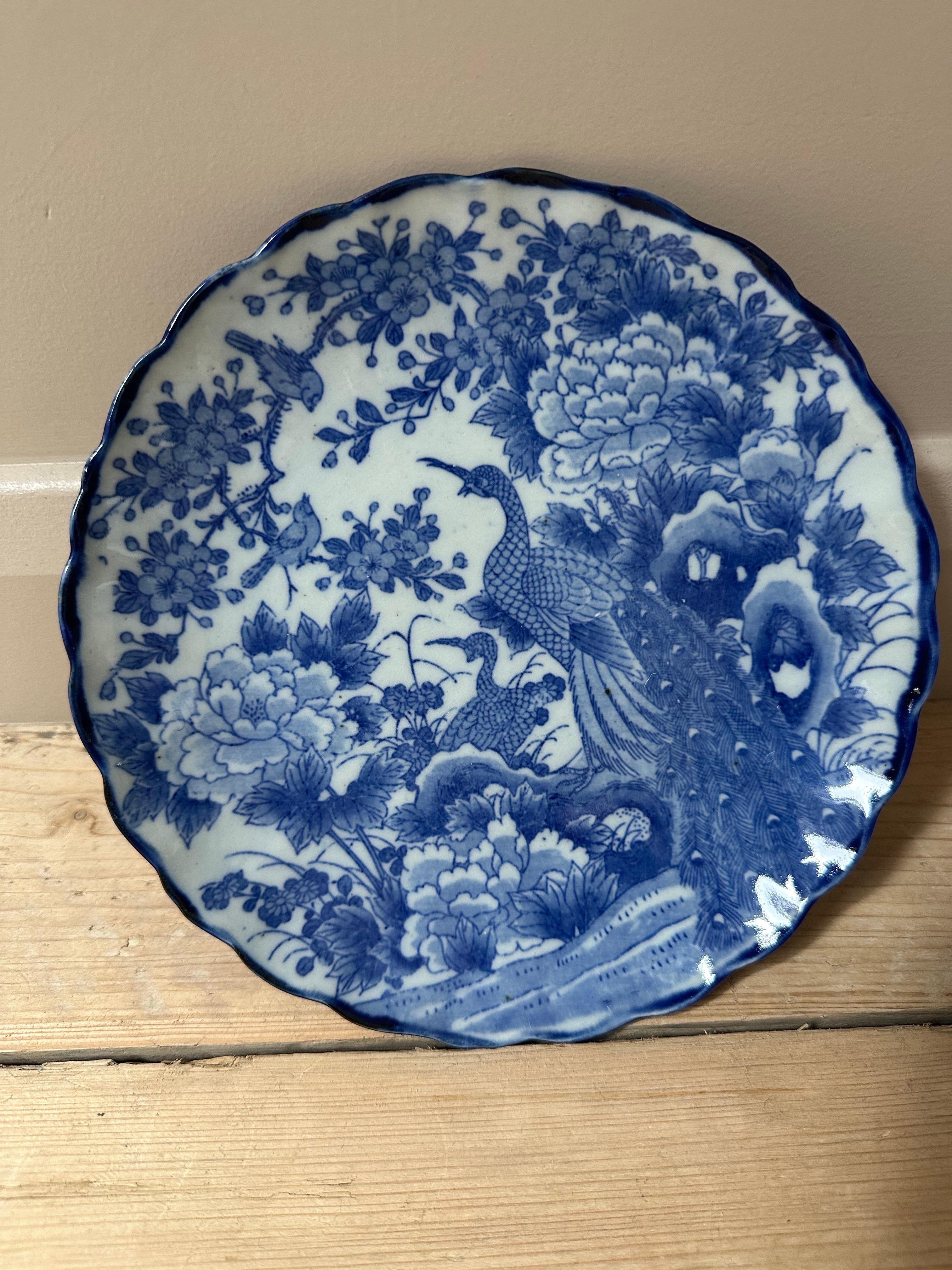 Ceramic Japanese Imari Porcelain, Blue & White Plate, Meiji Era, (1868-1912) For Sale