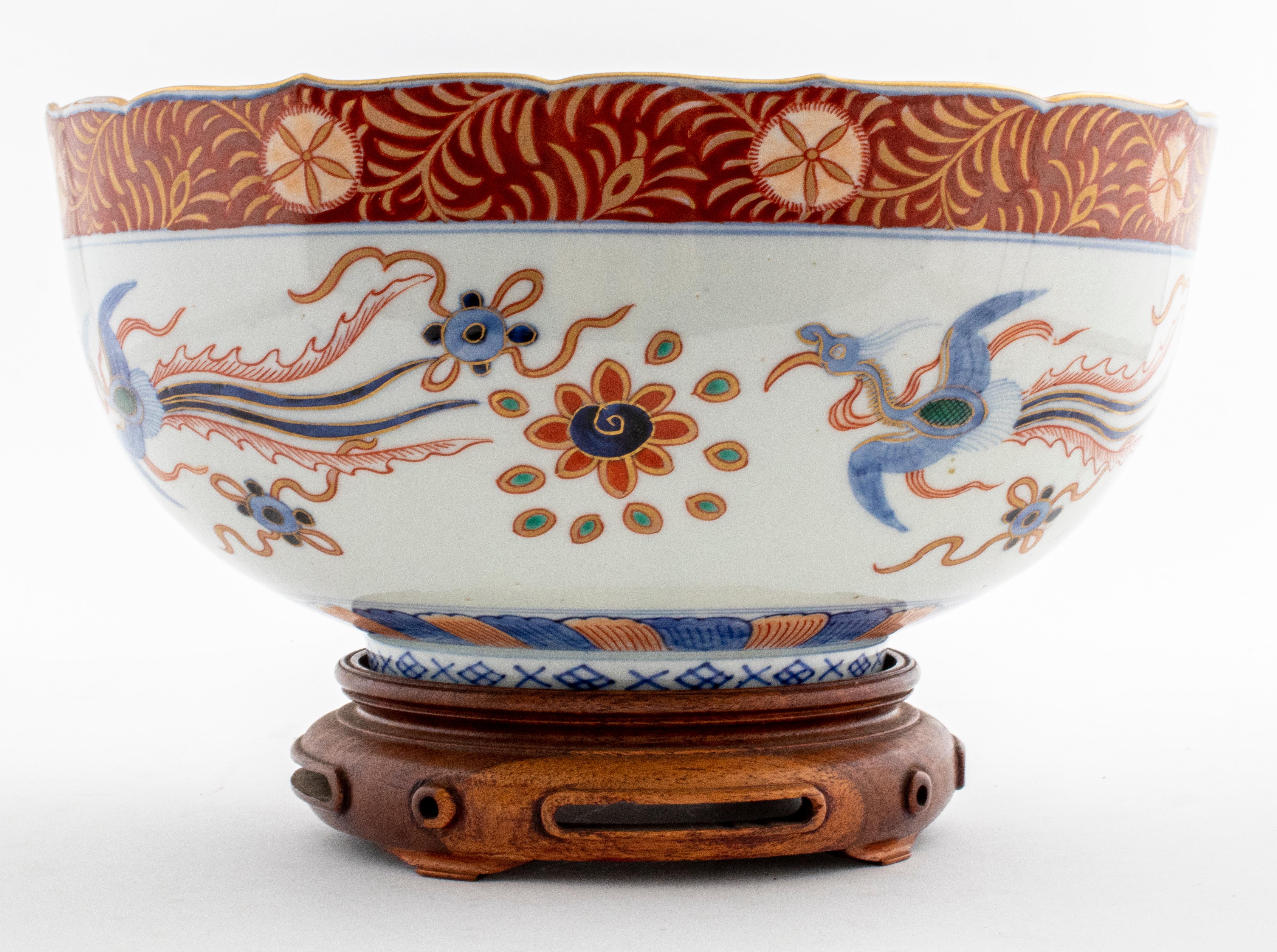 Japanese Imari Porcelain Bowl w Phoenix Motif 2