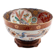Japanese Imari Porcelain Bowl w Phoenix Motif