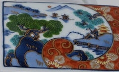 Set da tè per sake da cerimonia in porcellana giapponese contemporanea rossa, blu e verde