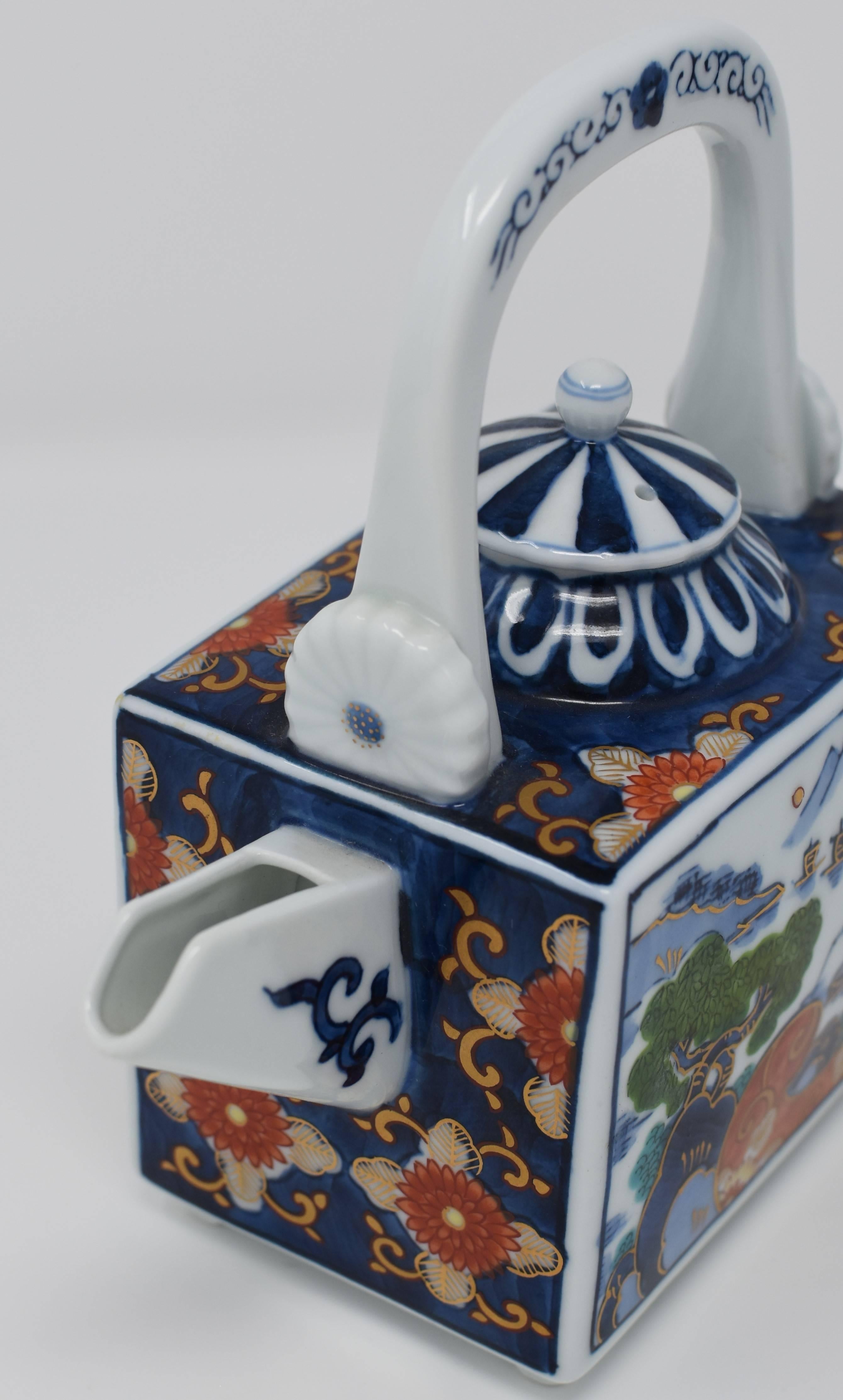 Japanese Contemporary Red Blue Green Porcelain Ceremonial Sake Server/Tea Set 2