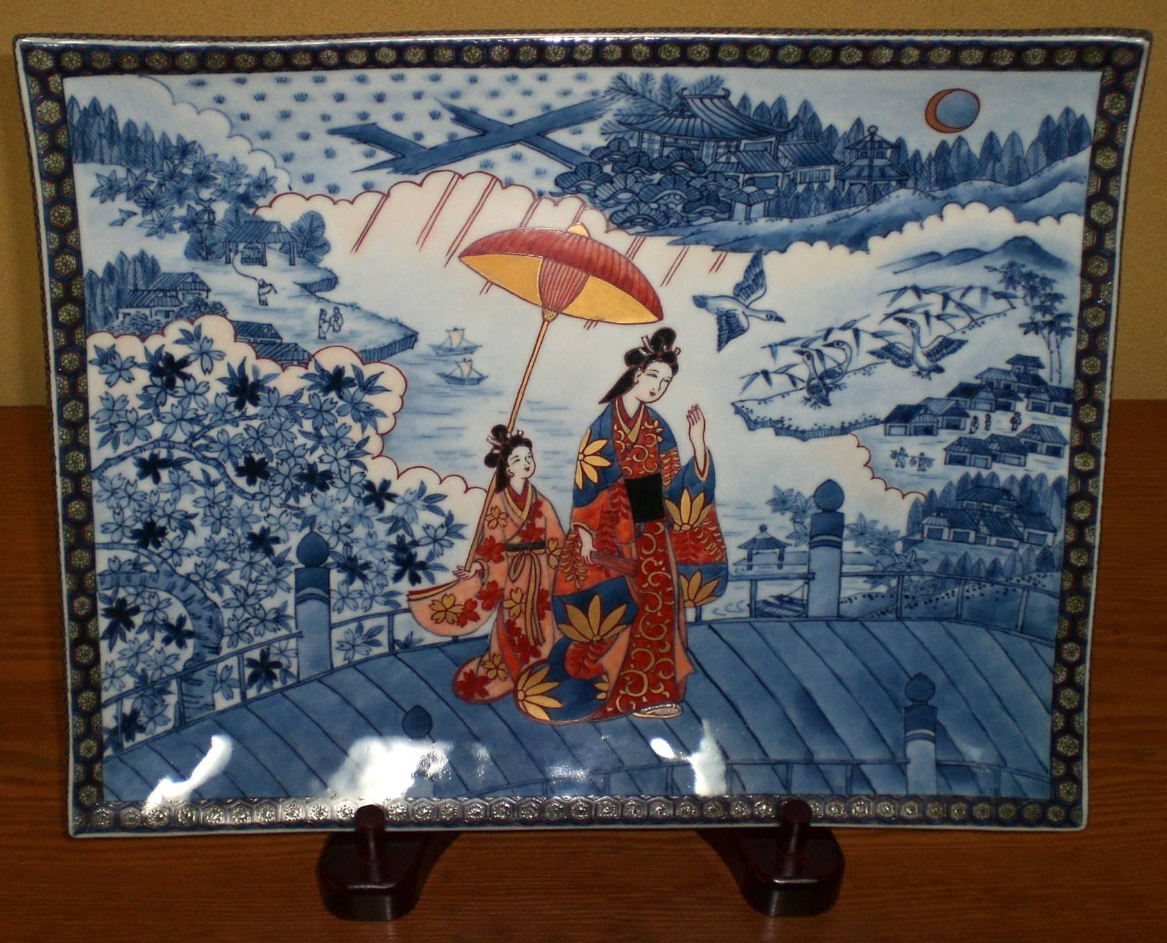 Japanese Imari Porcelain Charger by Master Artist (1931-2009), in Red and Blue 5