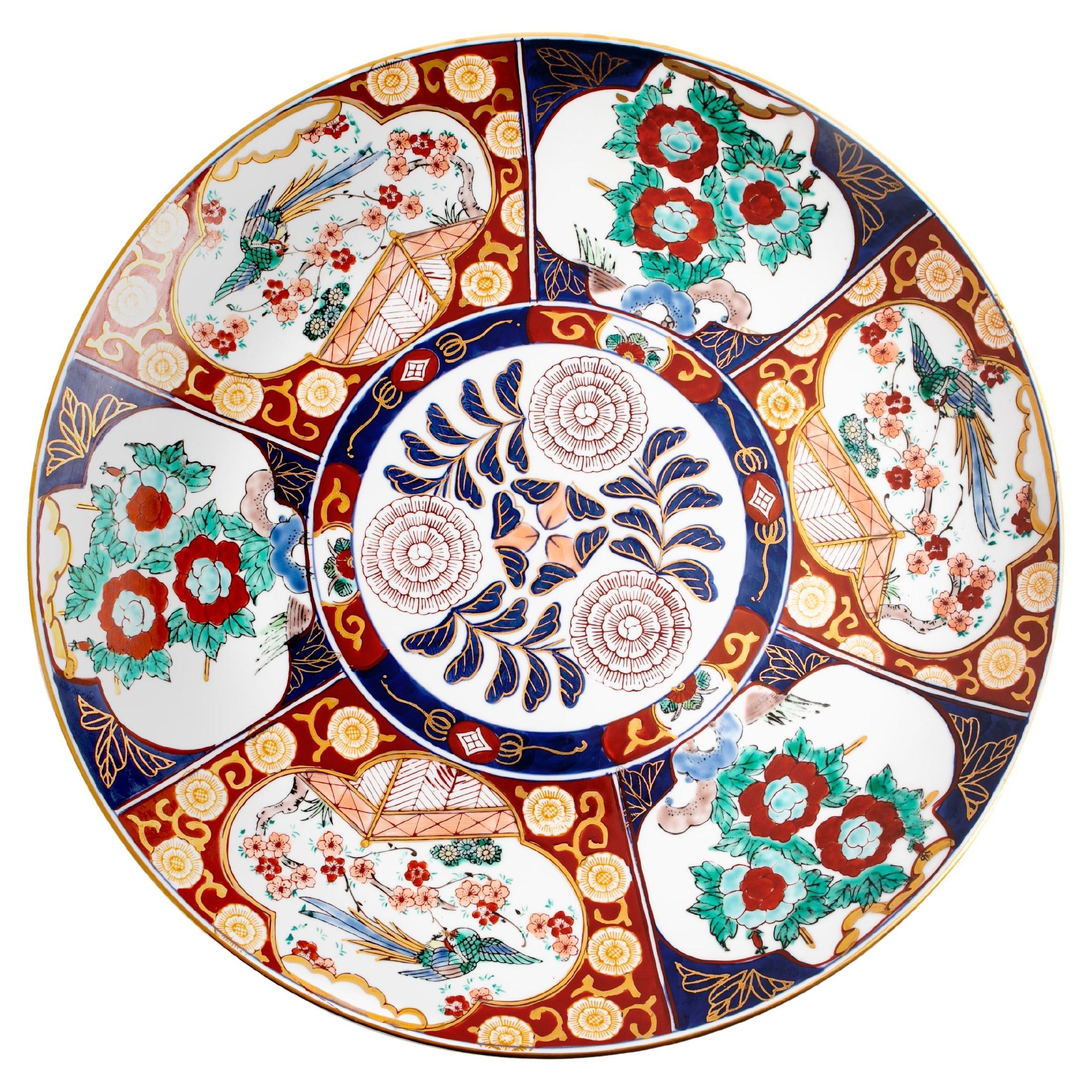 Large Japanese Imari Porcelain Charger from the Meiji Period For Sale